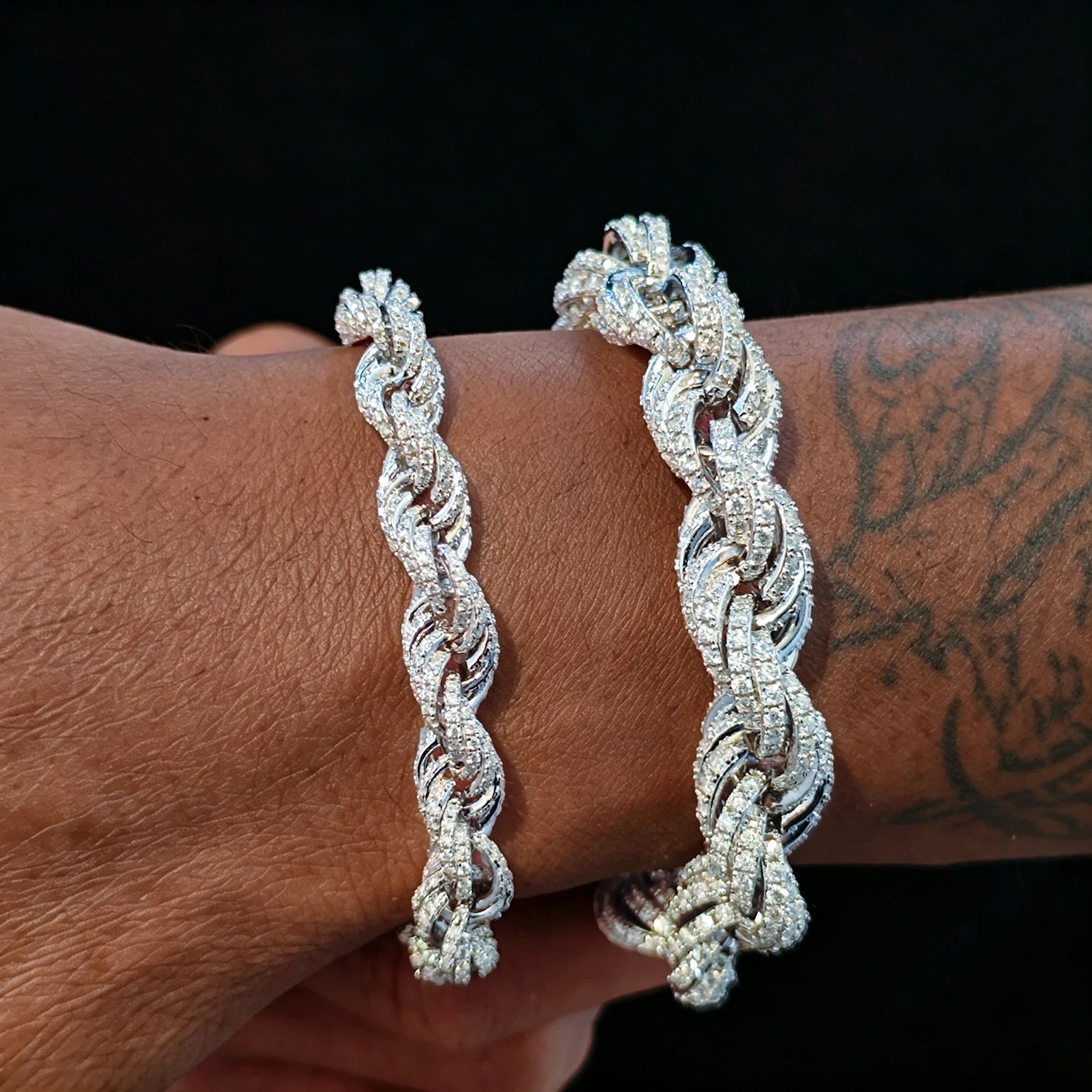 8mm 12mm S925 Moissanite Iced Out Rope Bracelet