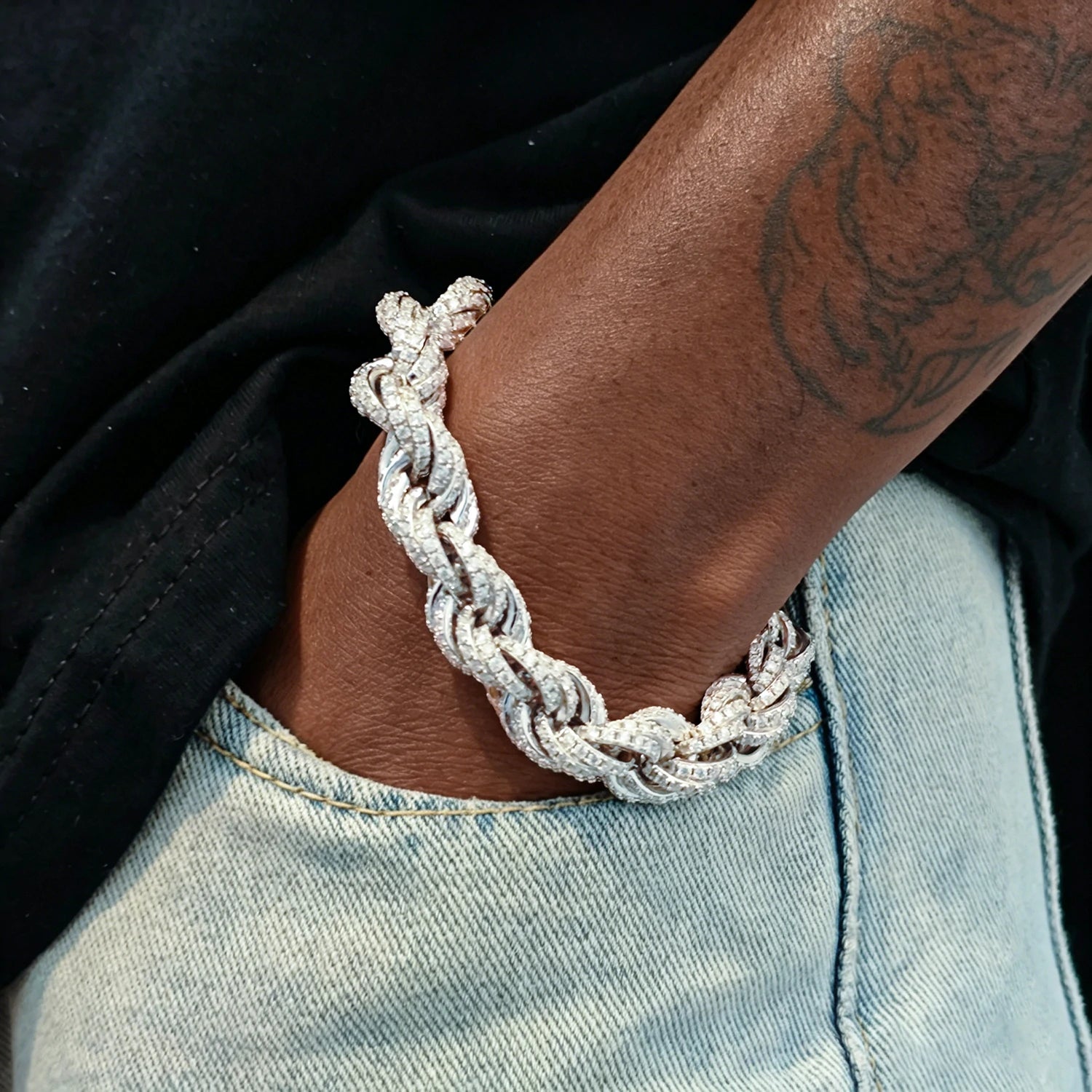 8mm 12mm S925 Moissanite Iced Out Rope Bracelet