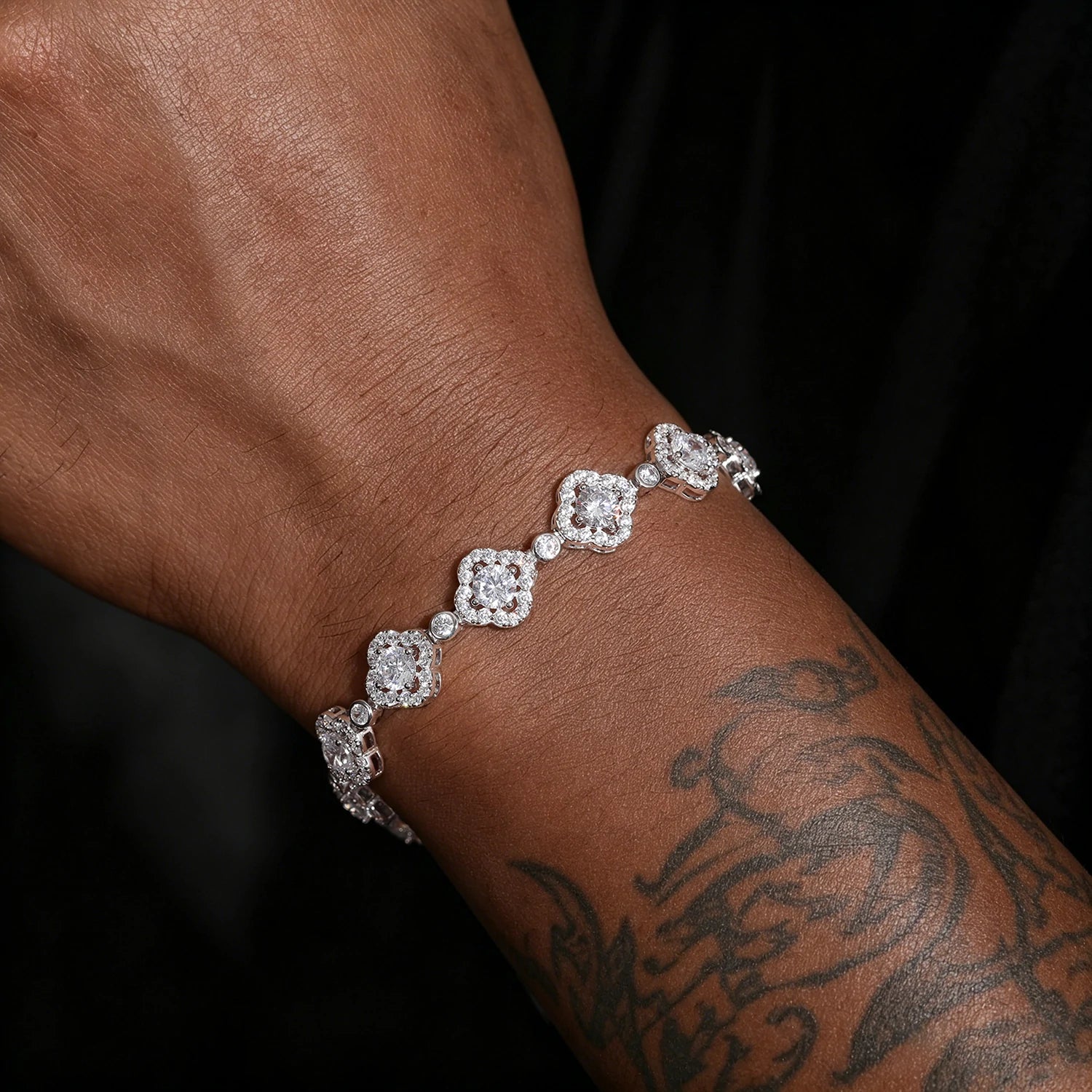 10mm S925 Moissanite Halo Four-leaf Clover Tennis Bracelet