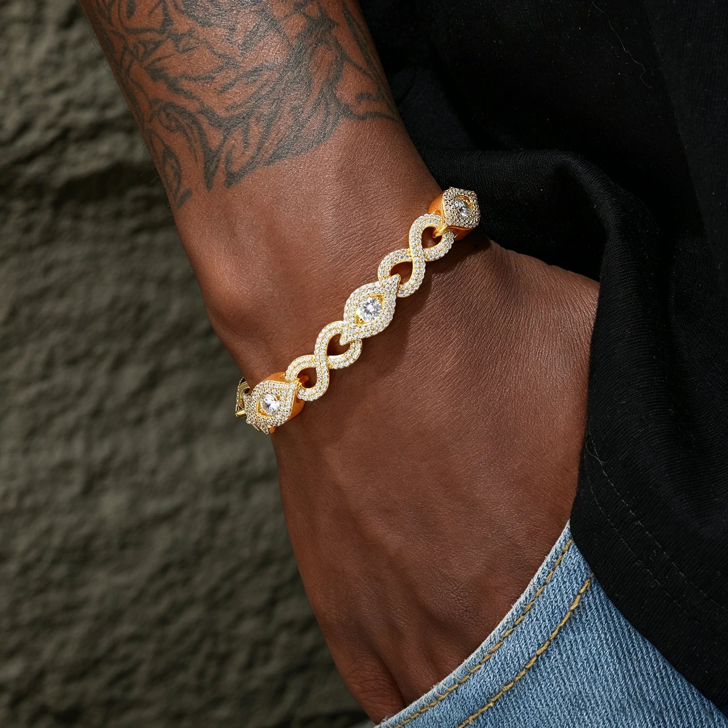 10mm S925 Moissanite Infinity Evil Eye Bracelet