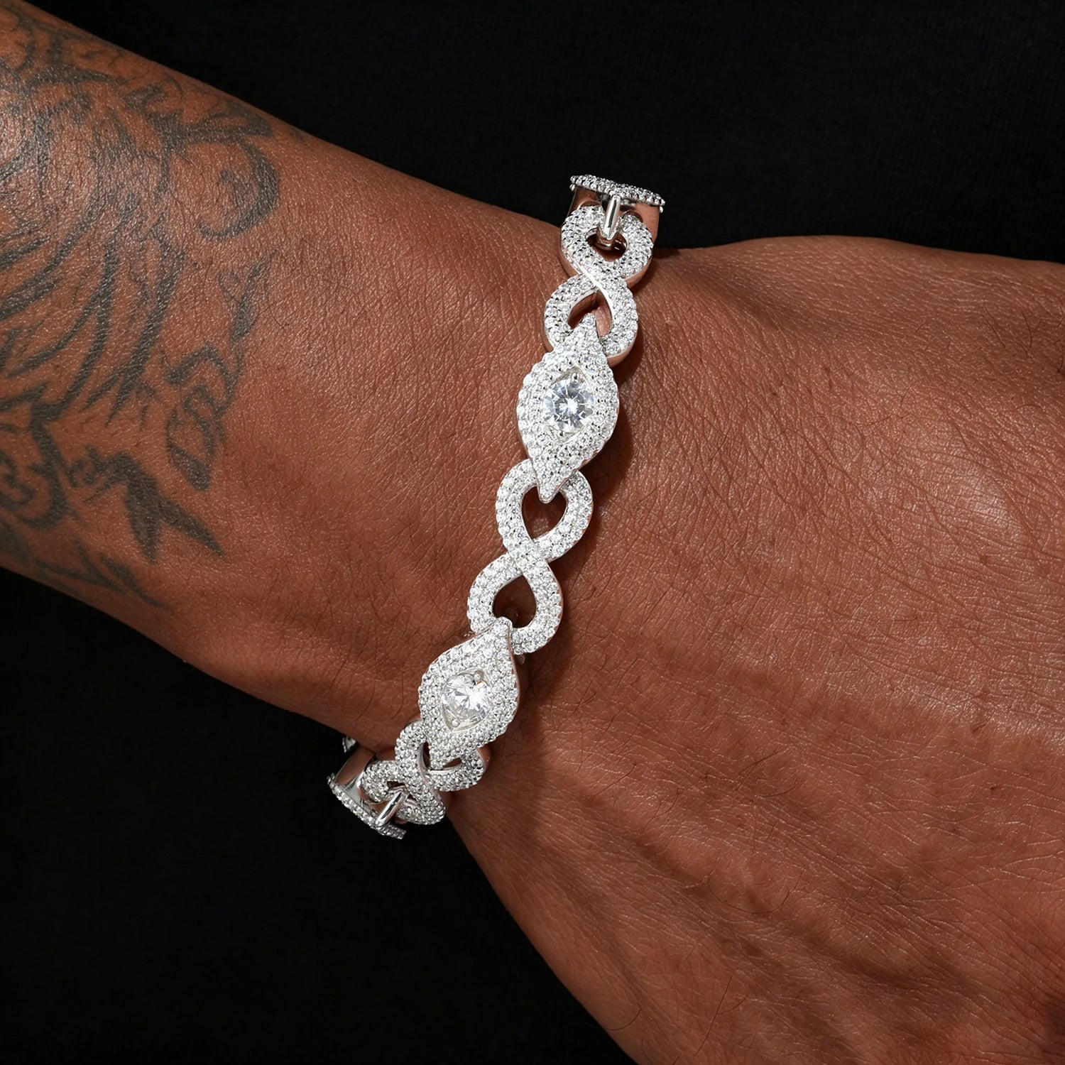 10mm S925 Moissanite Infinity Evil Eye Bracelet