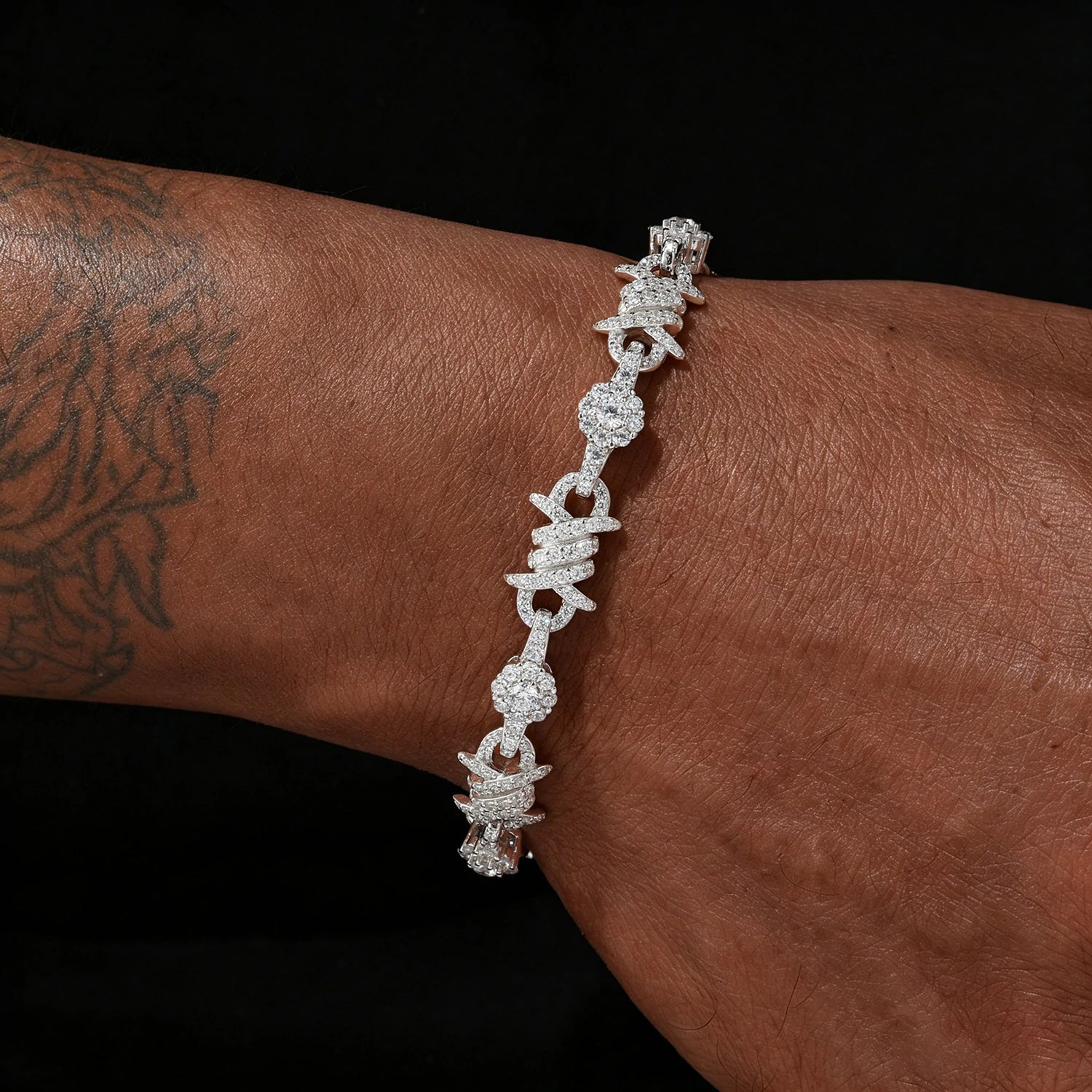 10mm S925 Moissanite Thorns Halo Link Bracelet