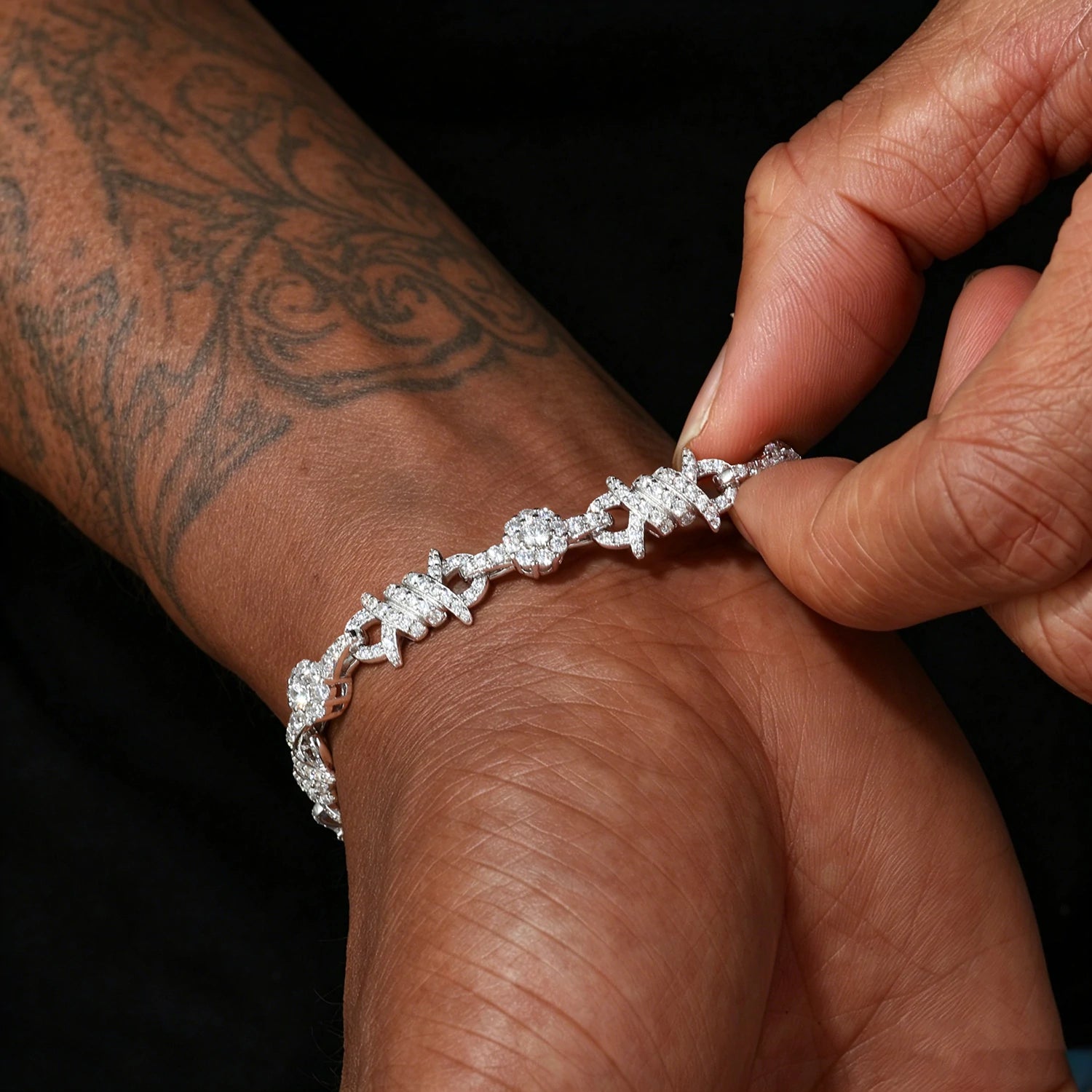 10mm S925 Moissanite Thorns Halo Link Bracelet