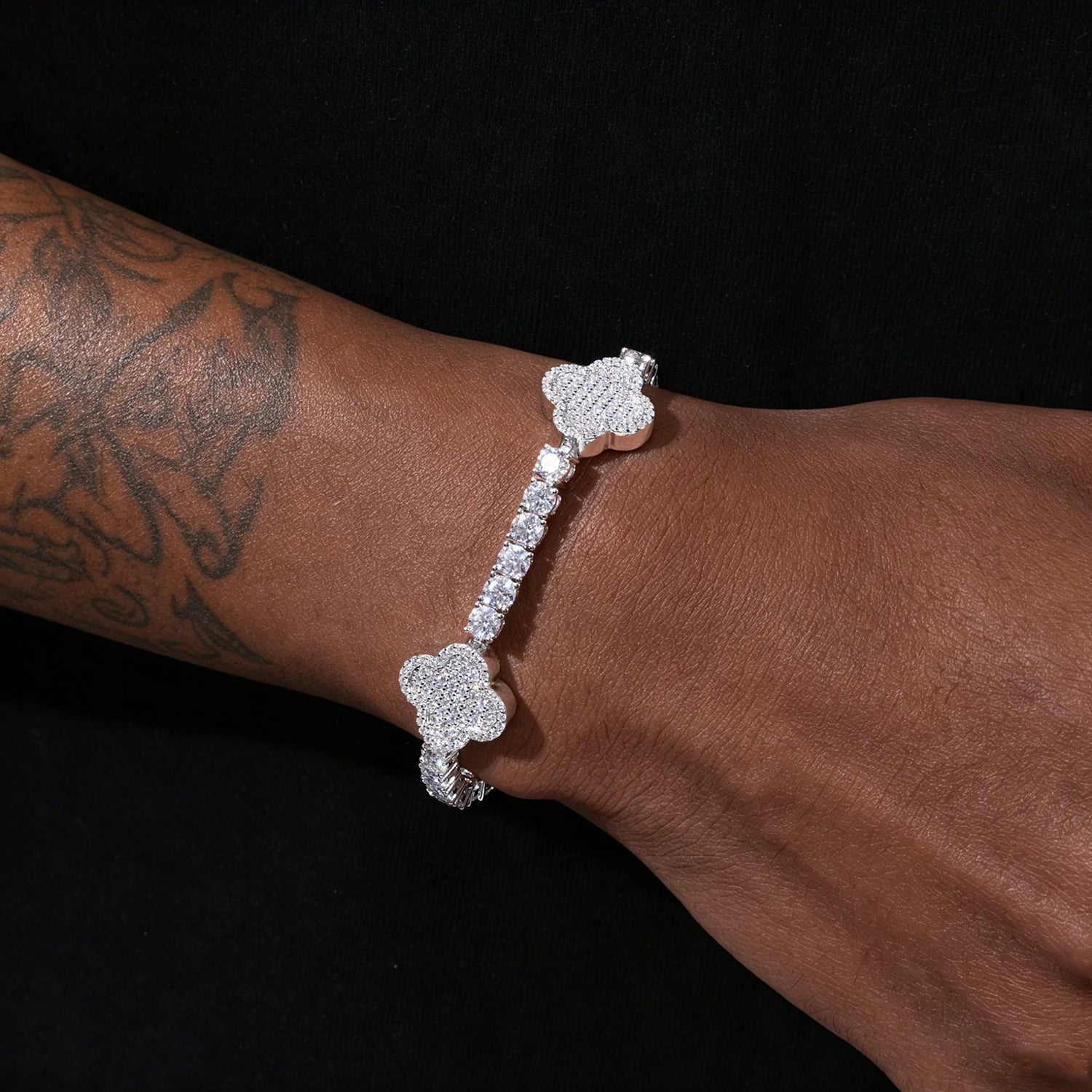4mm S925 Moissanite Icy Four Leaf Clover Tennis Bracelet