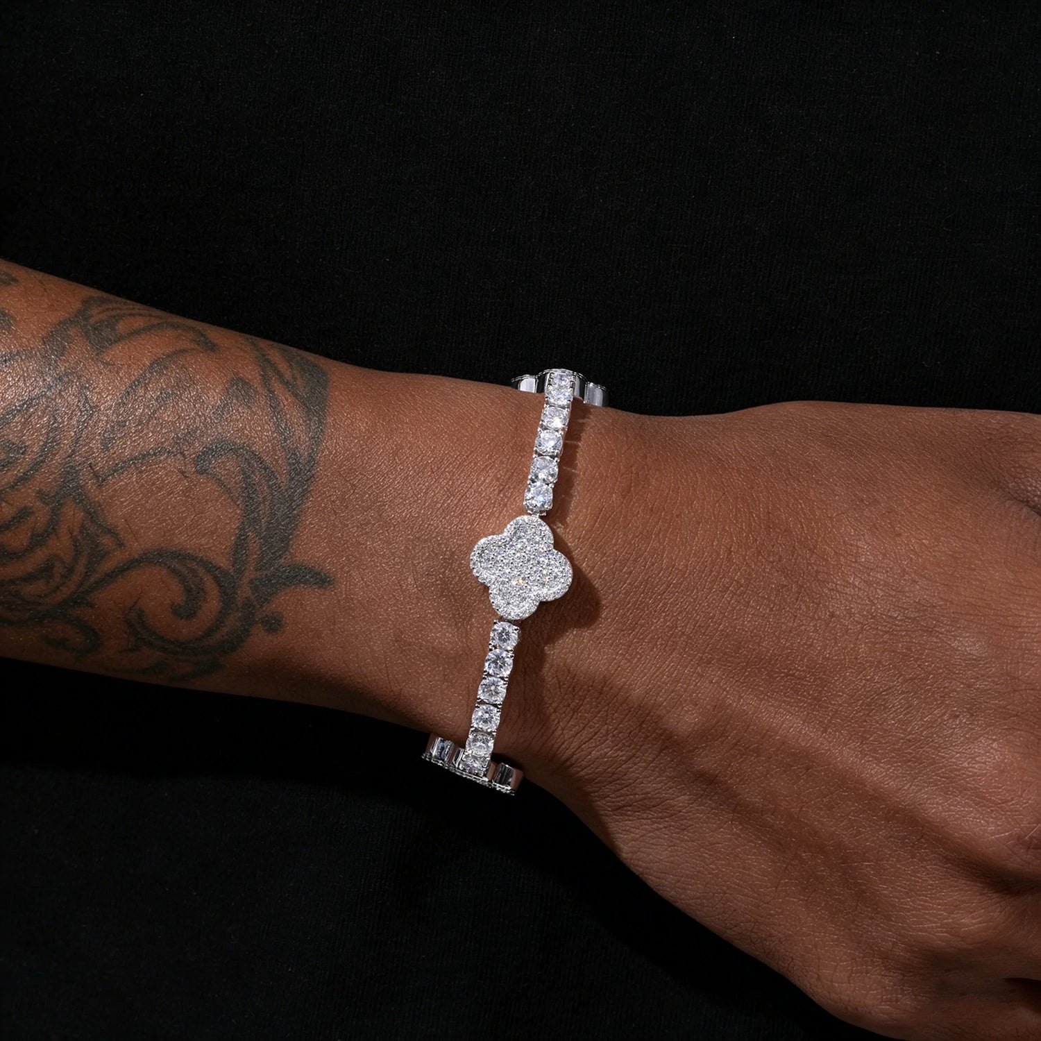 4mm S925 Moissanite Icy Four Leaf Clover Tennis Bracelet