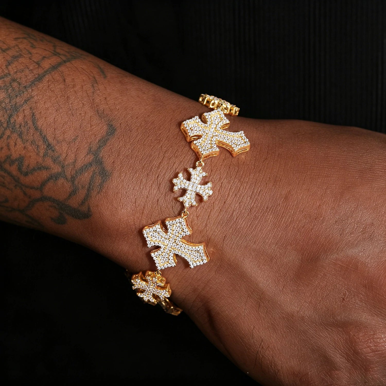 22mm S925 Moissanite Chrome Hearts Cross Bracelet