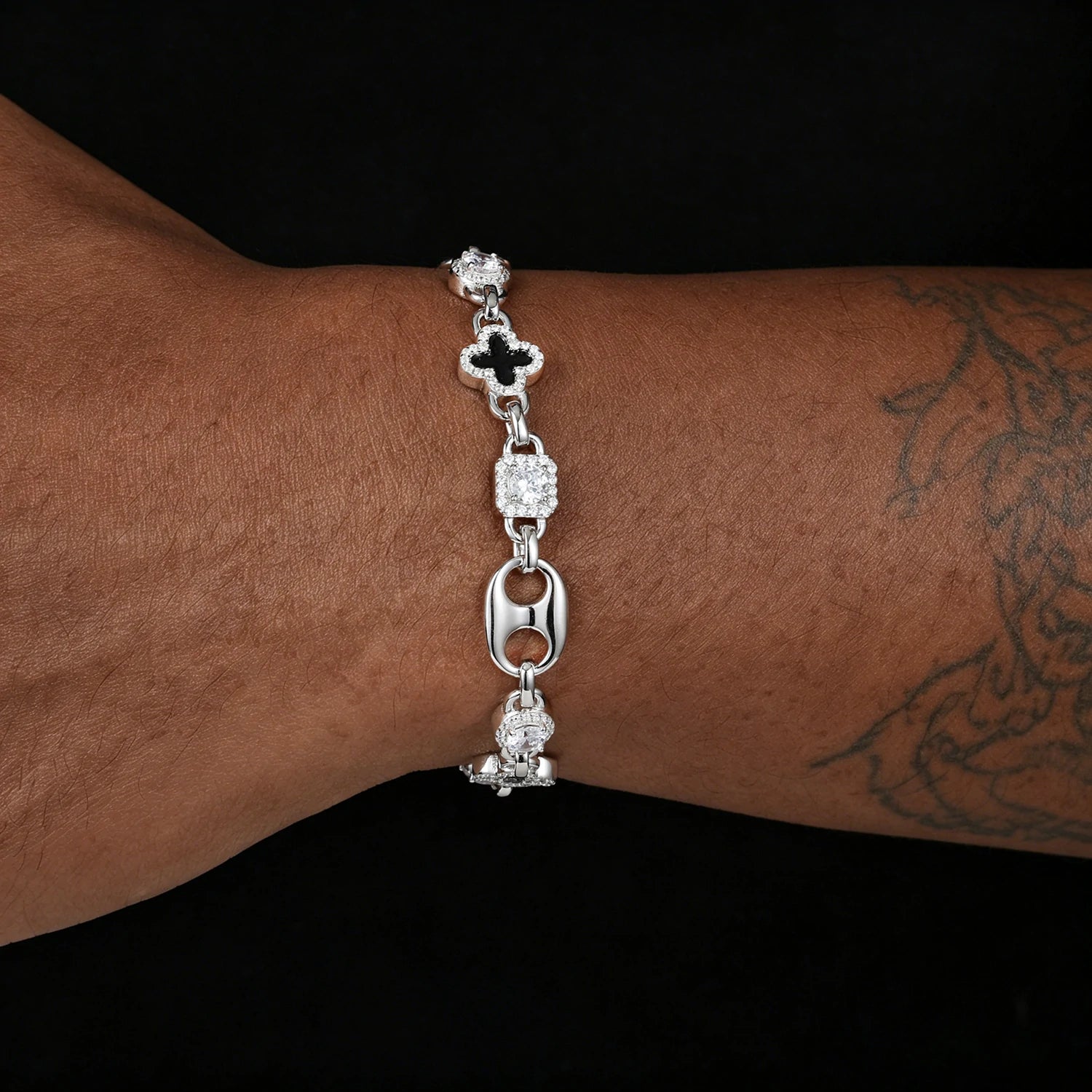 10mm S925 Moissanite Valentina Four Leaf Clover Tennis Bracelet