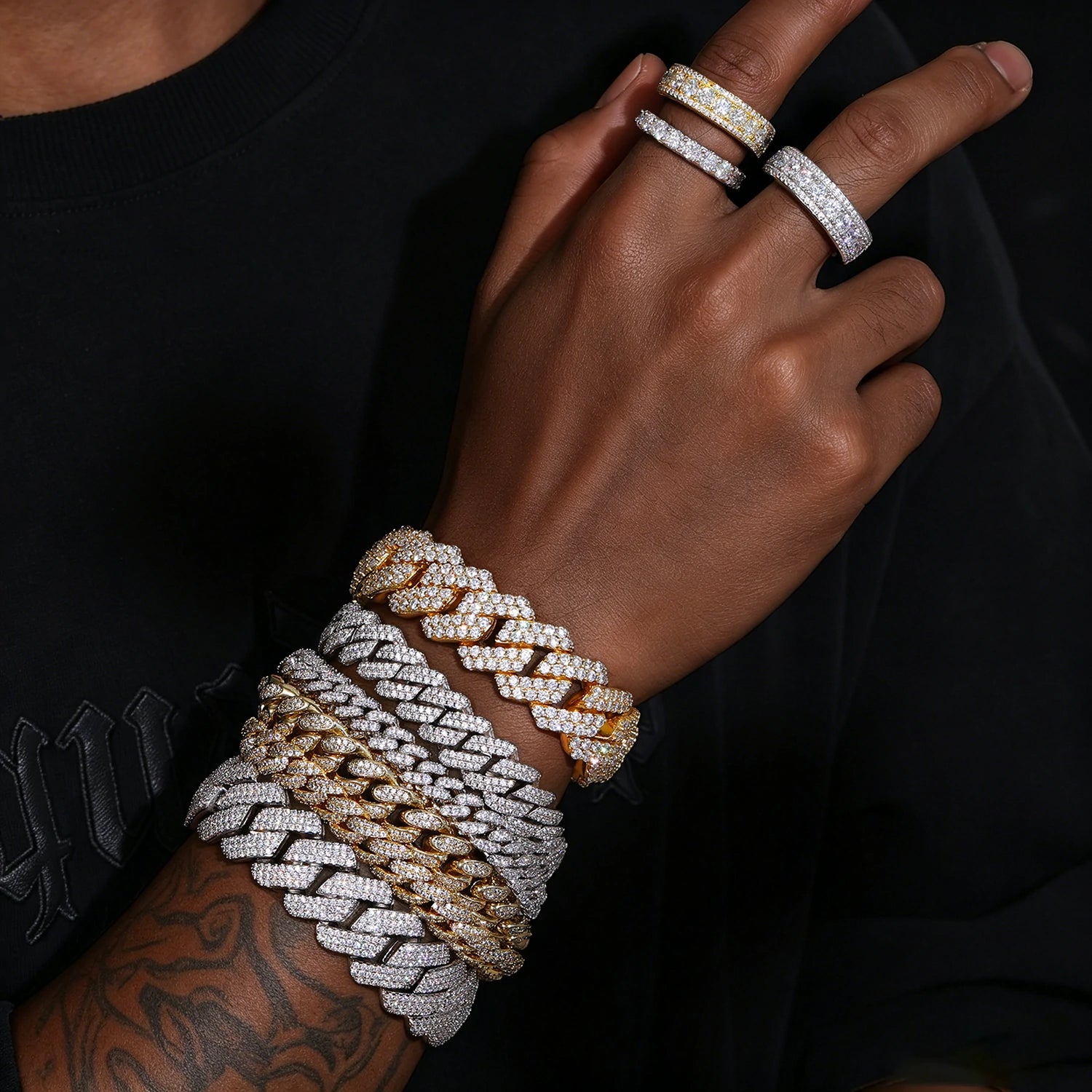 10mm S925 2 Row Moissanite Bubble Cuban Link Bracelet