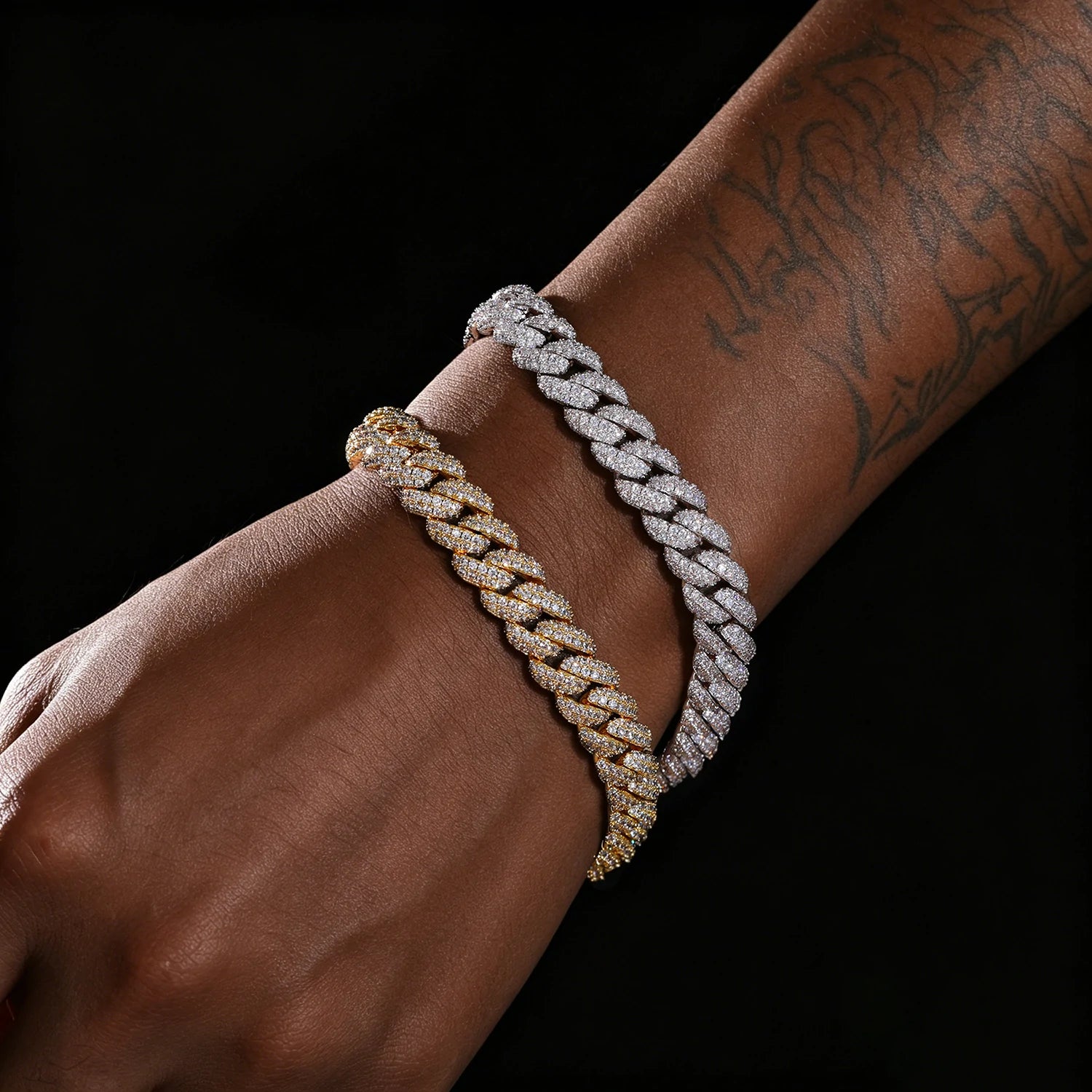 10mm S925 2 Row Moissanite Bubble Cuban Link Bracelet