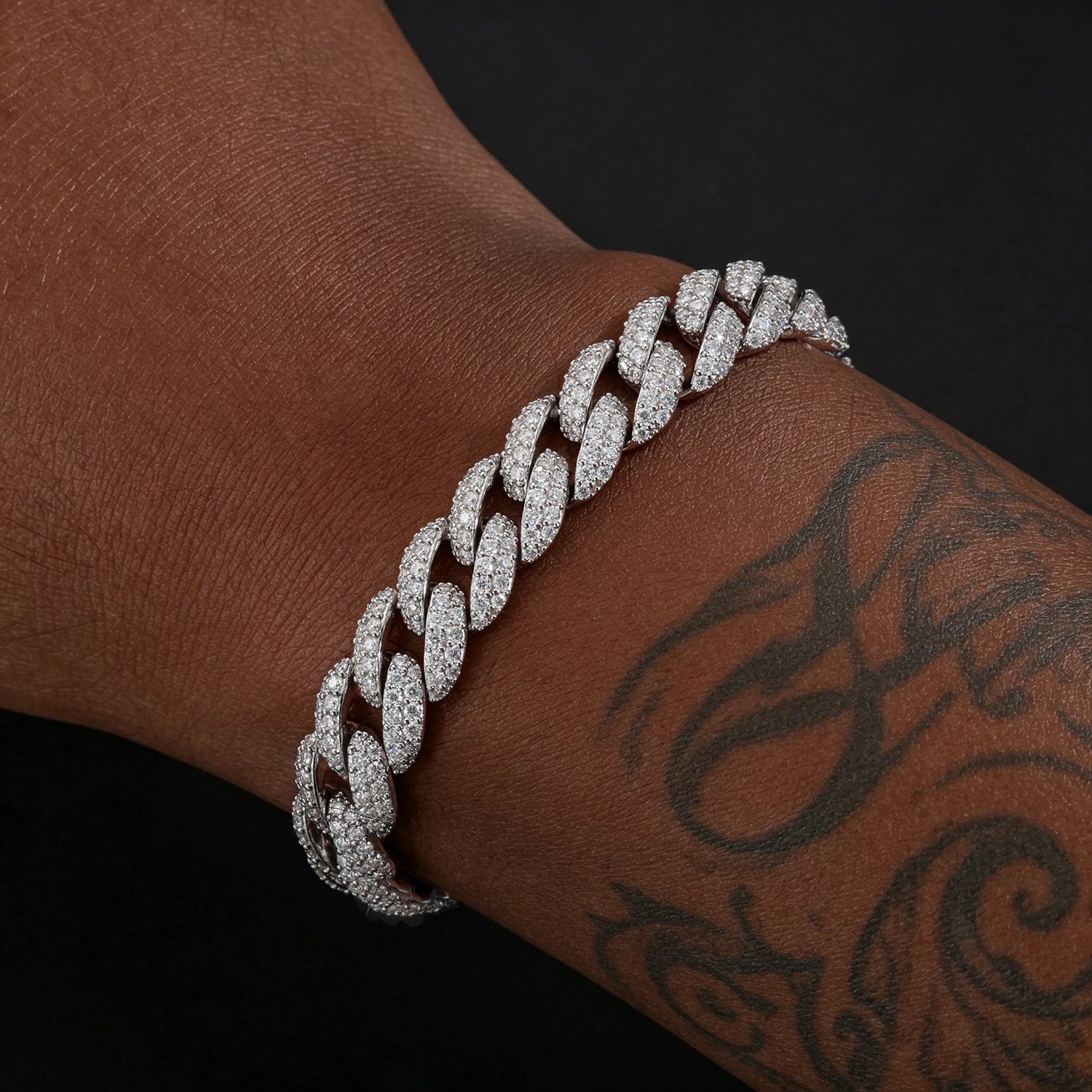 10mm S925 2 Row Moissanite Bubble Cuban Link Bracelet