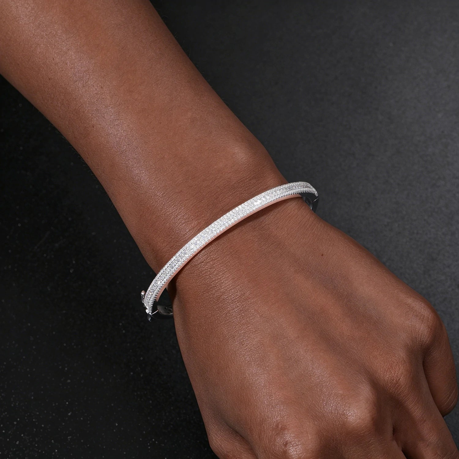 4mm S925 Cluster 3 Row Moissanite Bangle