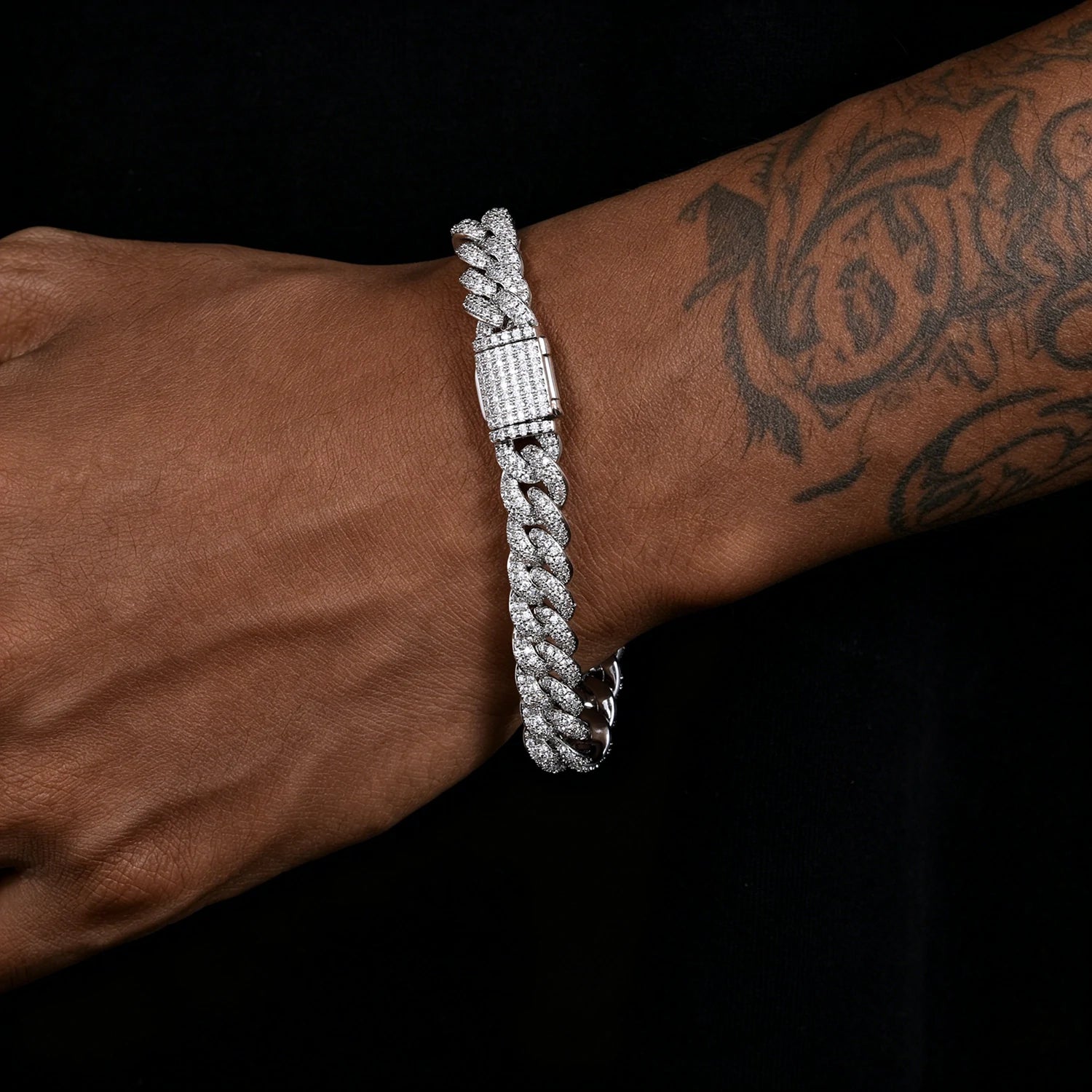 8mm S925 2 Rows Moissanite Cuban Link Bracelet