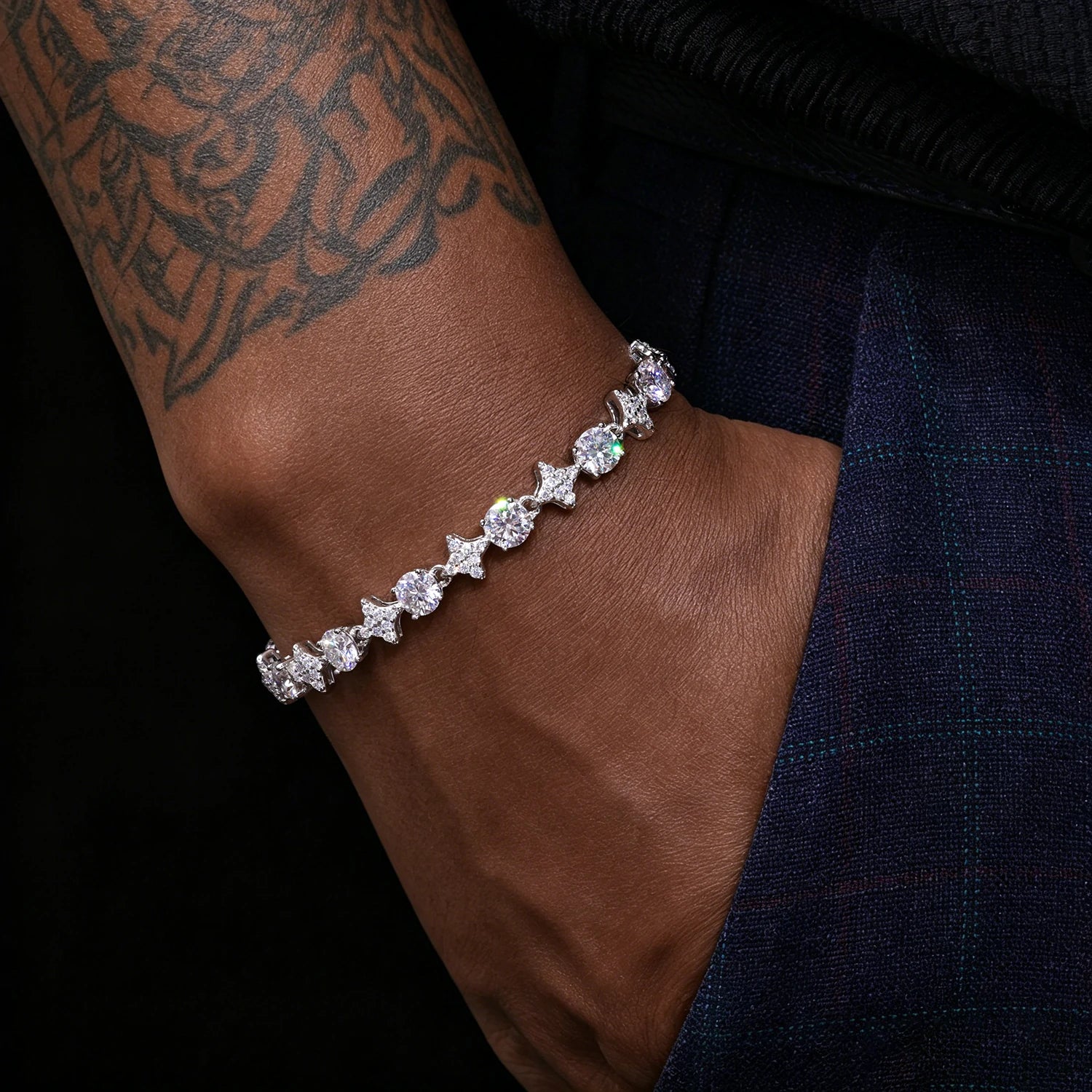 6mm 8mm S925 Moissanite Star Tennis Bracelet