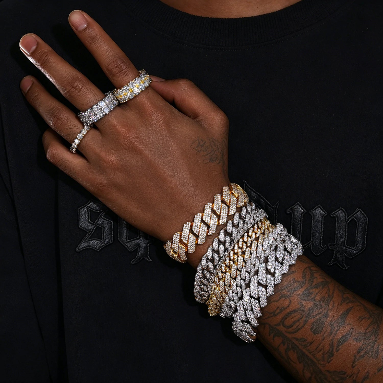 20mm S925 3 Row Moissanite Cuban Link Bracelet