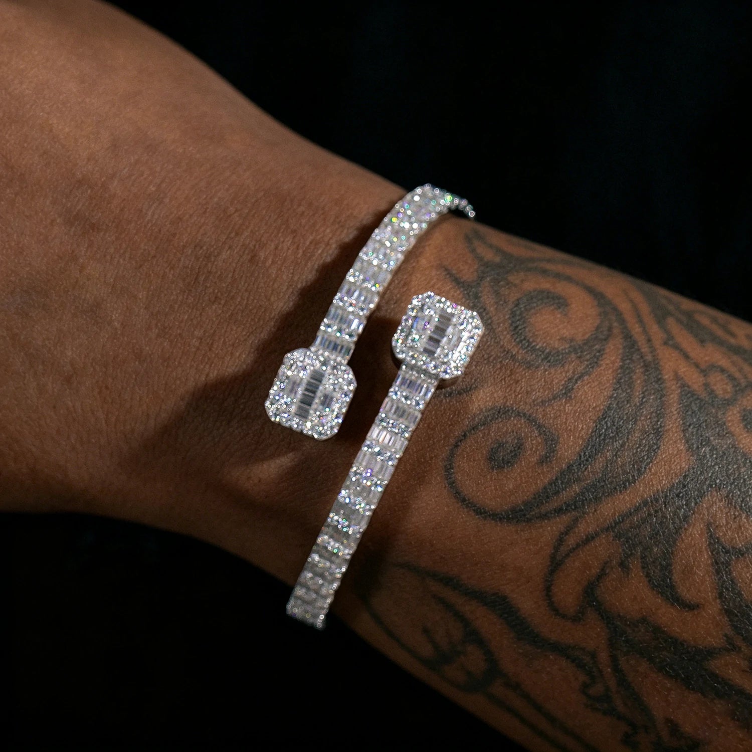 S925 Baguette Moissanit Armreif