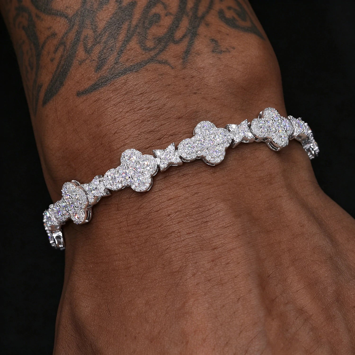 10mm S925 Moissanite Star Cross Link Bracelet