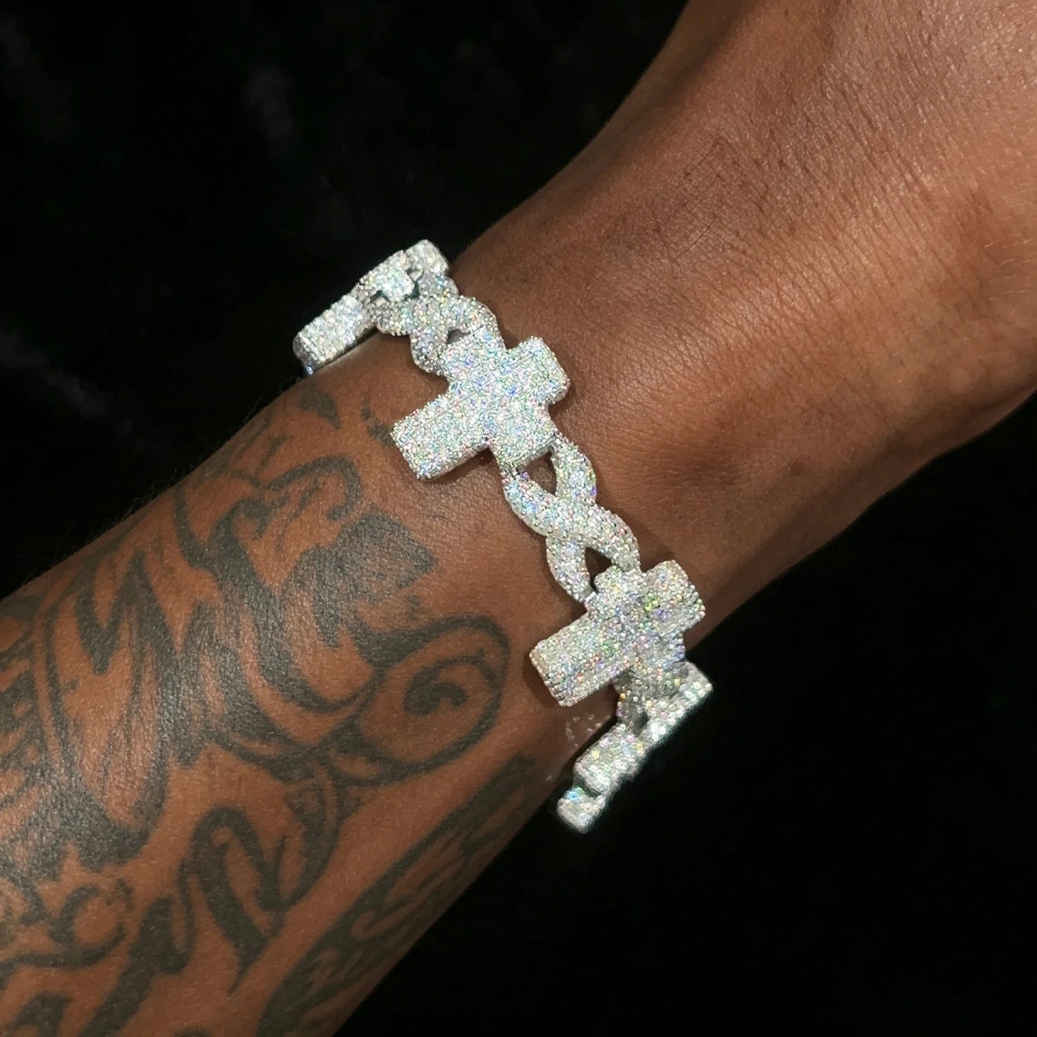 8mm S925 Moissanite Cross Infinity Cuban Link Bracelet