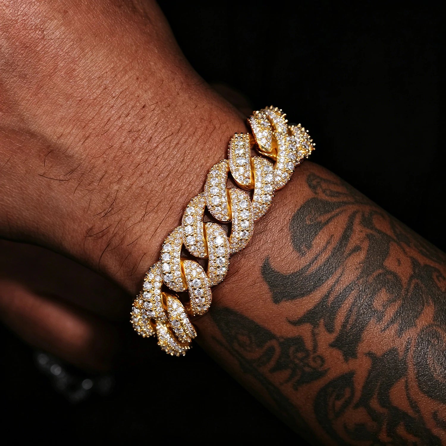 18mm S925 3 Rows Moissanite Bubble Cuban Link Bracelet