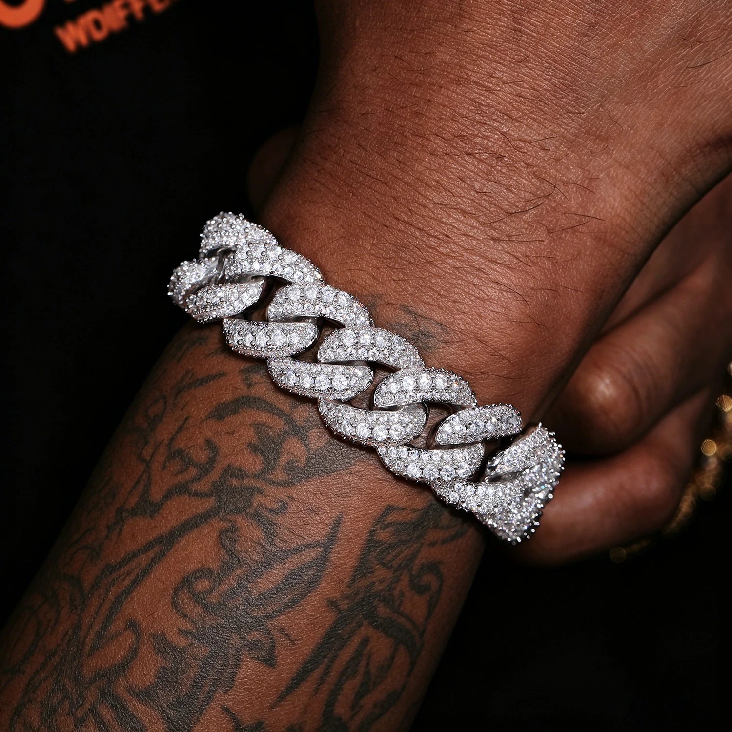 18mm S925 3 Rows Moissanite Bubble Cuban Link Bracelet