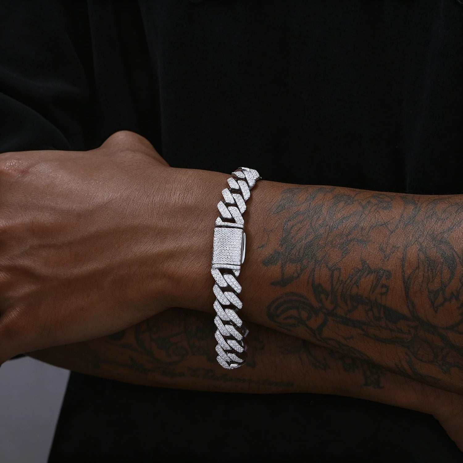 12mm S925 2 Rows Cuban Link Bracelet