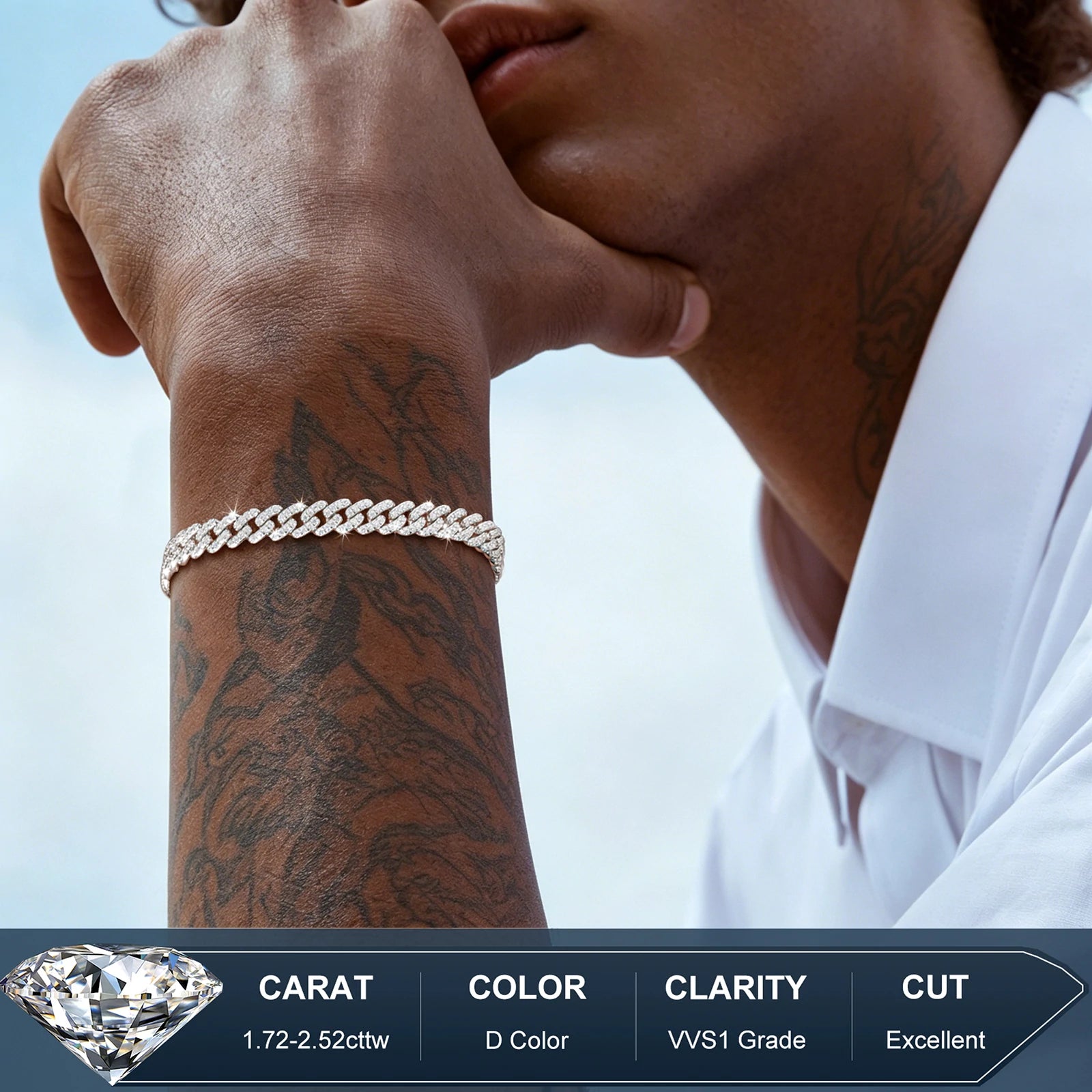 6mm S925 Moissanite Cuban Link Bracelet