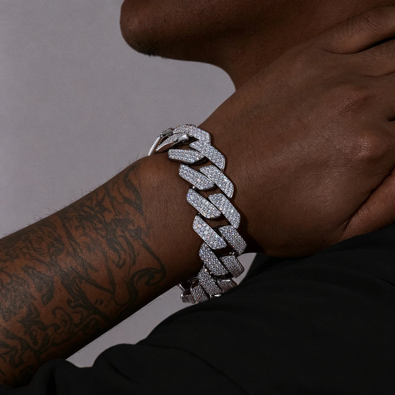 6 mm 925er Silber Moissanit Cuban Link Armband