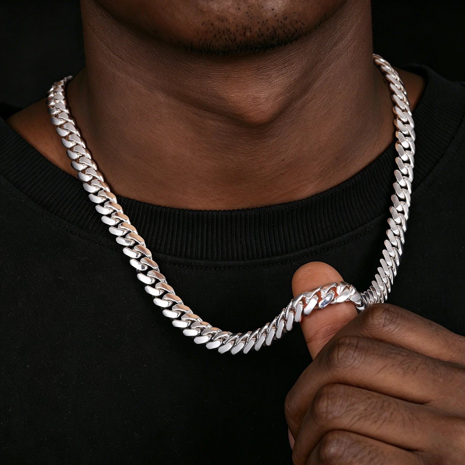 Plain Sleek Lock Miami Cuban Link Chain