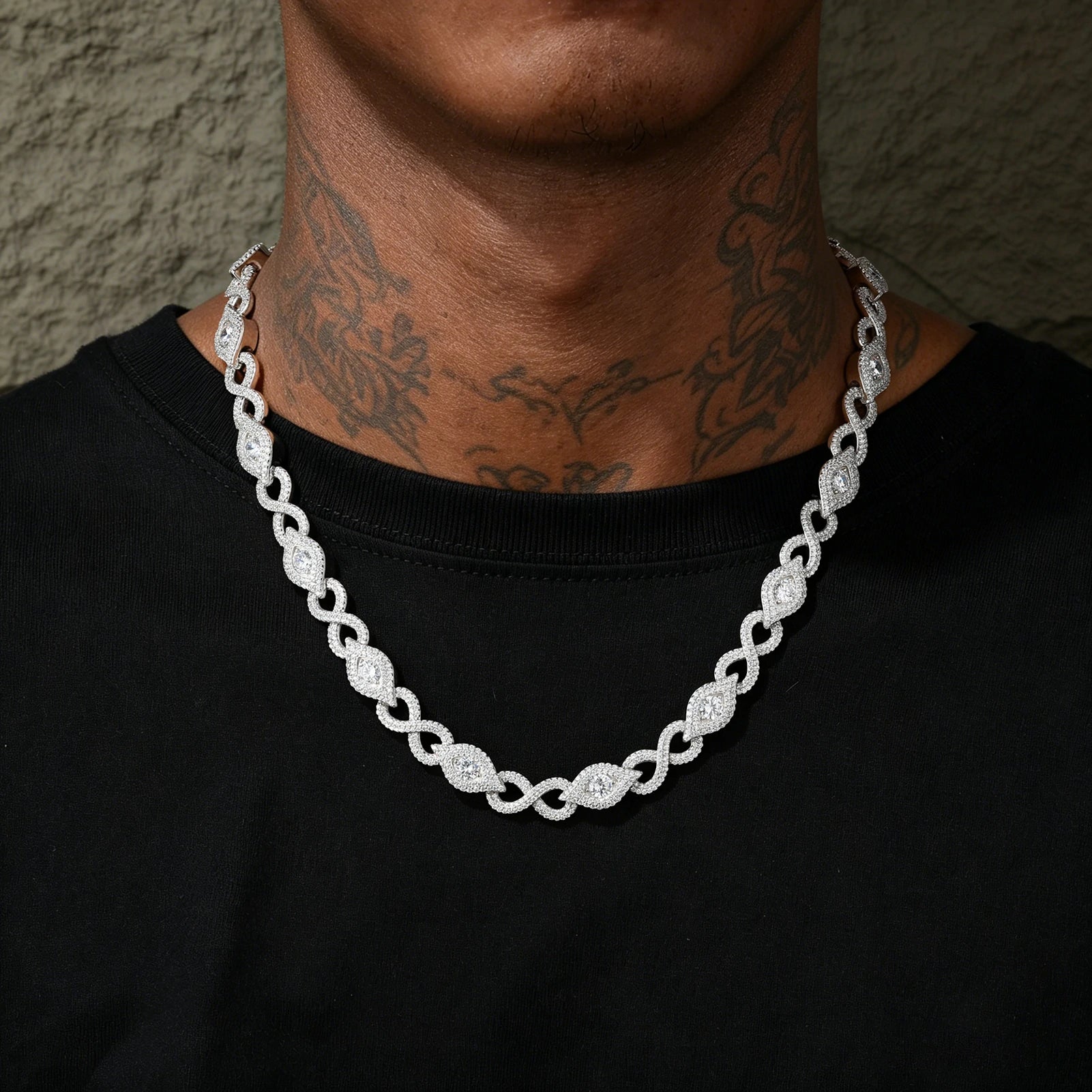 10mm S925 Moissanite Infinity Evil Eye Link Chain