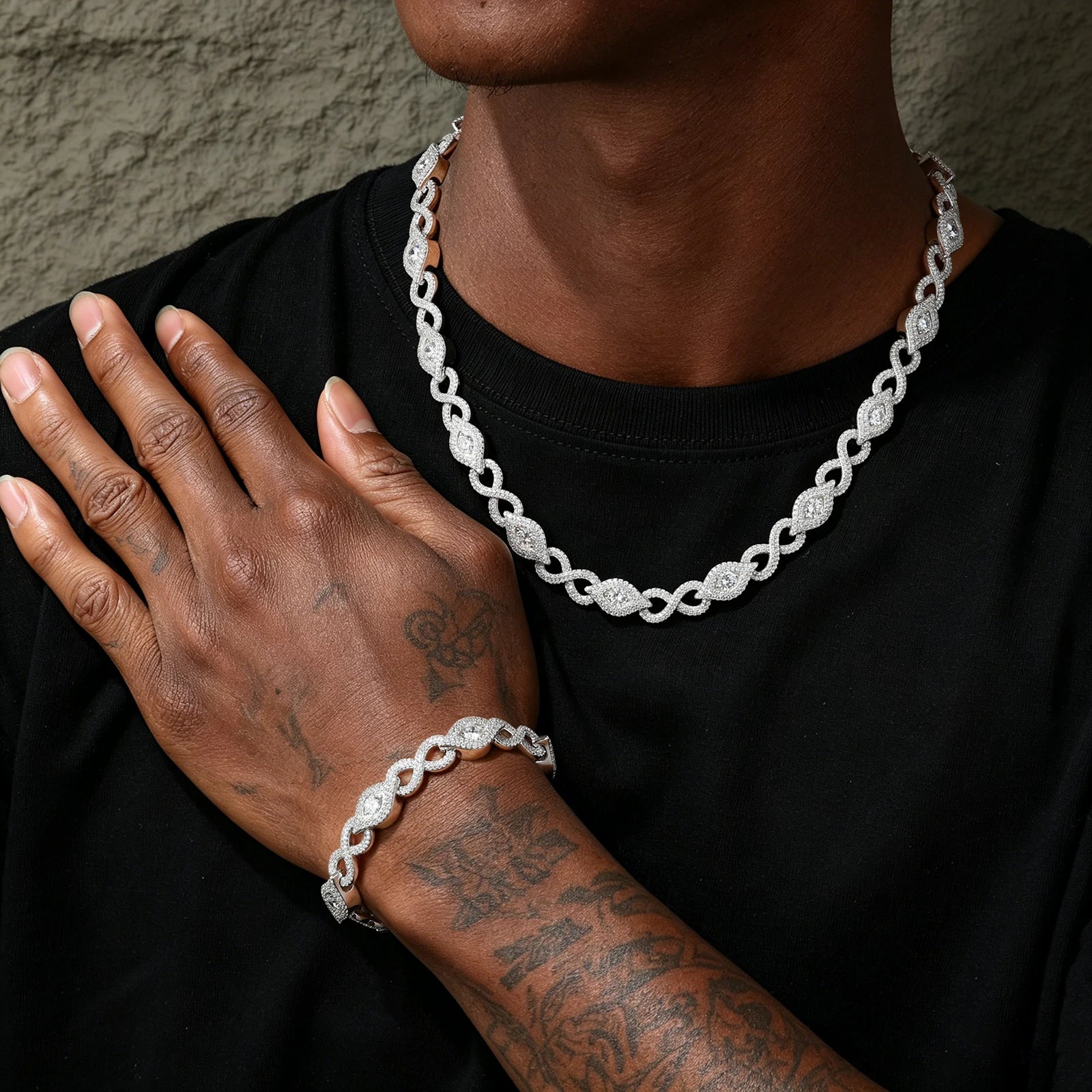 10mm S925 Moissanite Infinity Evil Eye Link Chain