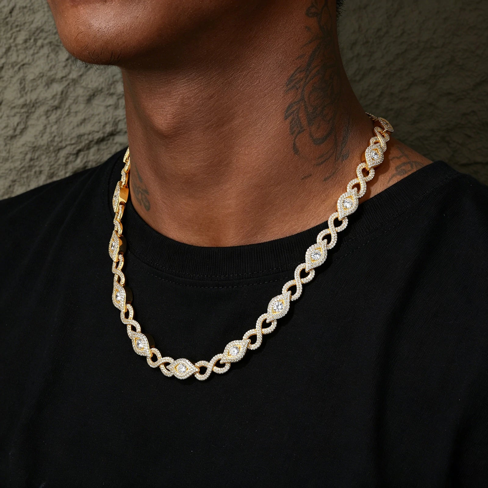 10mm S925 Moissanite Infinity Evil Eye Link Chain