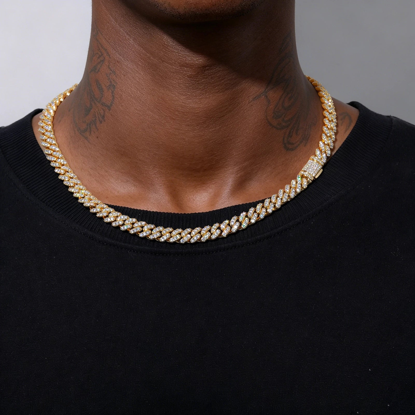 （CZ）8mm Prong 1 Row CZ Cuban Link Chain