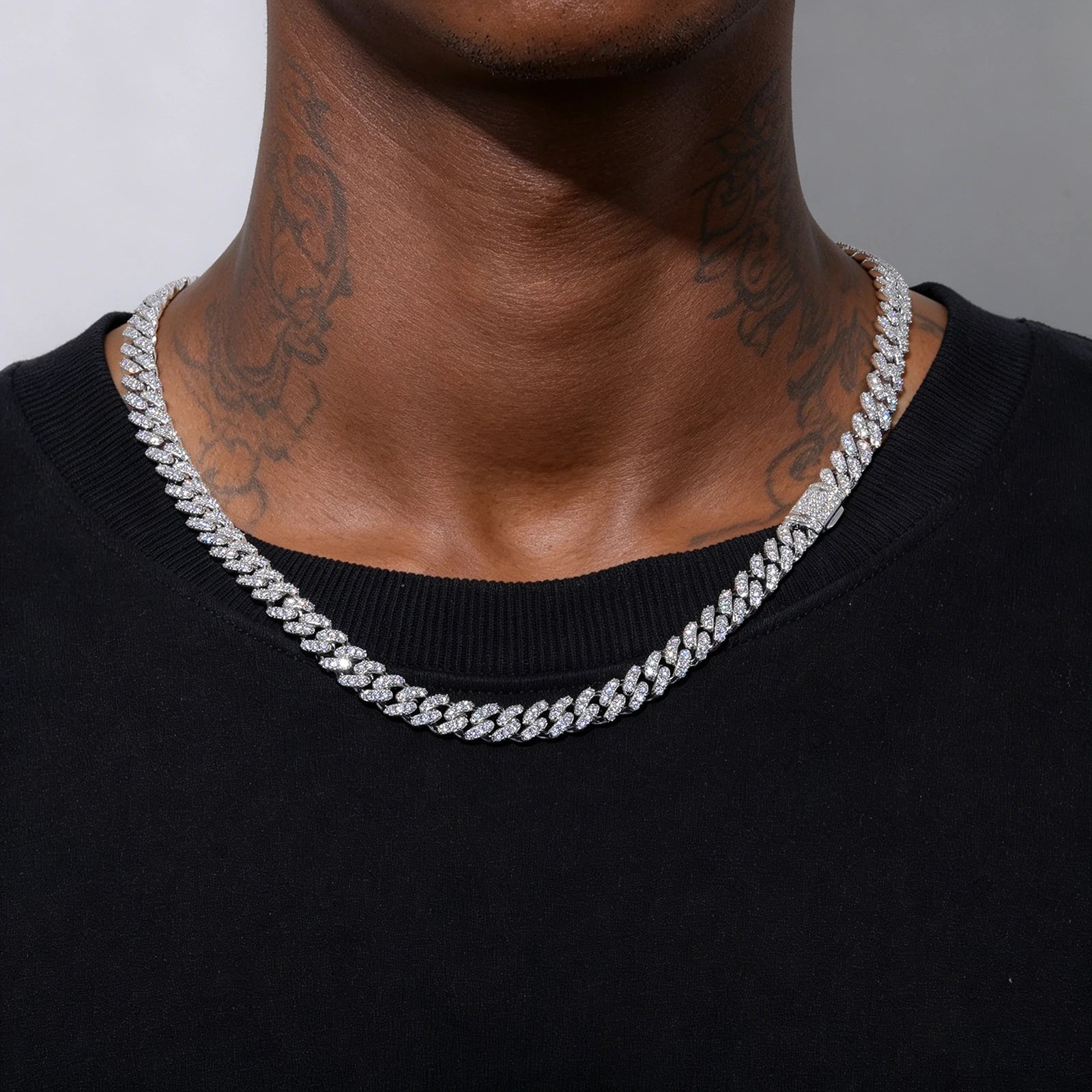 （CZ）8mm Prong 1 Row CZ Cuban Link Chain