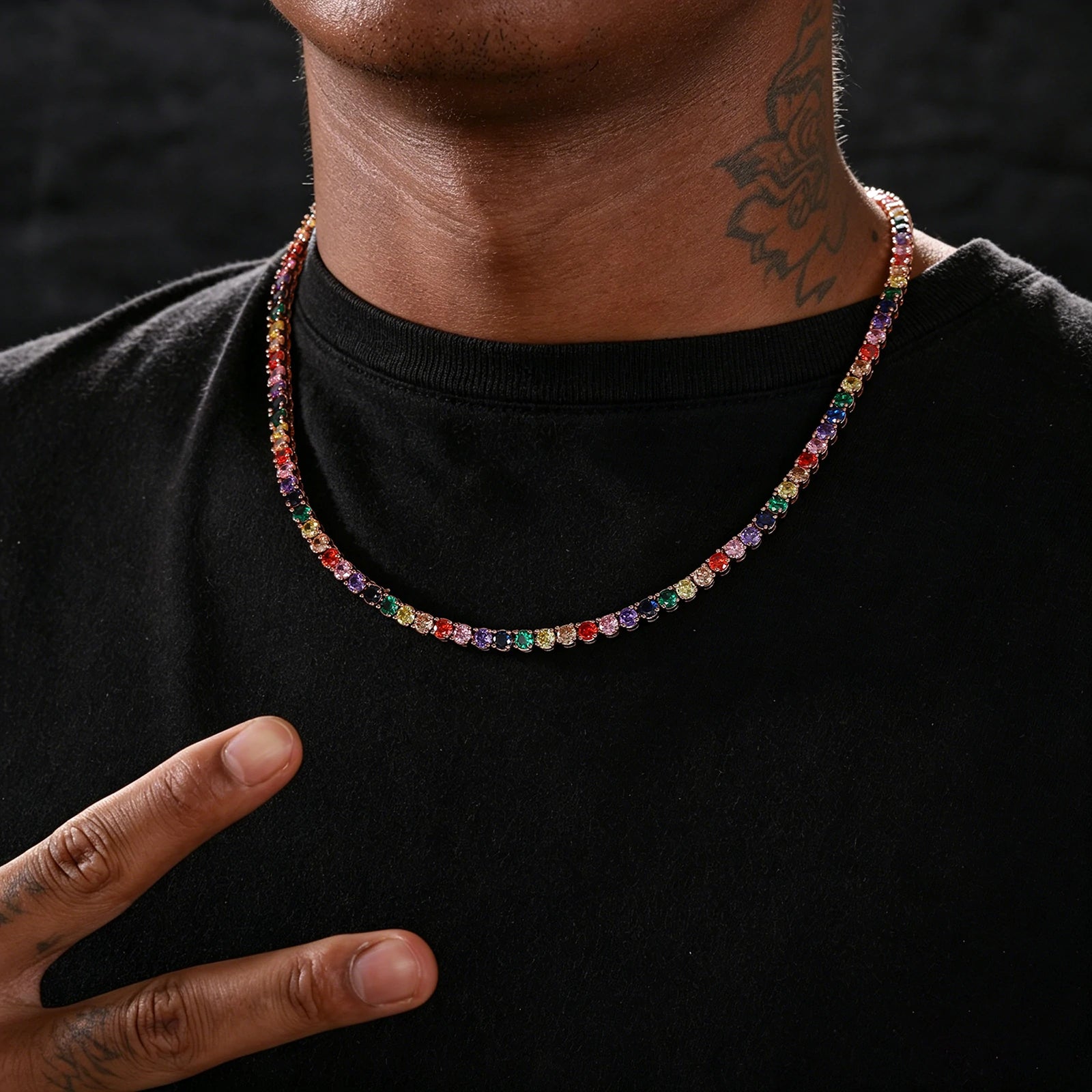 （CZ）4mm Rainbow Tennis Chain