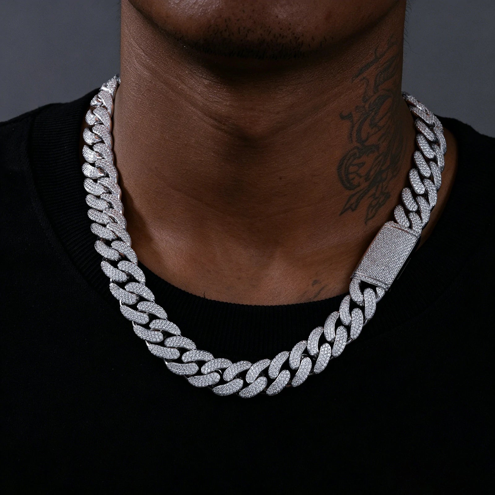 16mm S925 3 Rows Moissanite Cuban Link Chain
