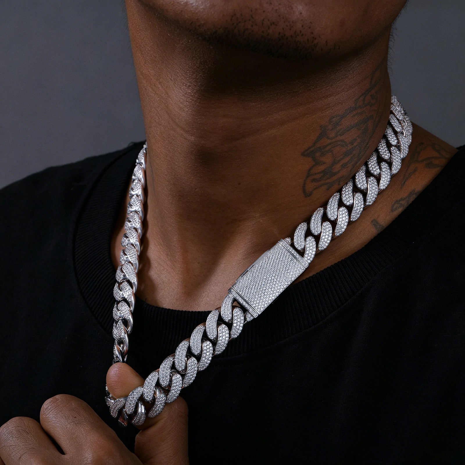 16mm S925 3 Rows Moissanite Cuban Link Chain