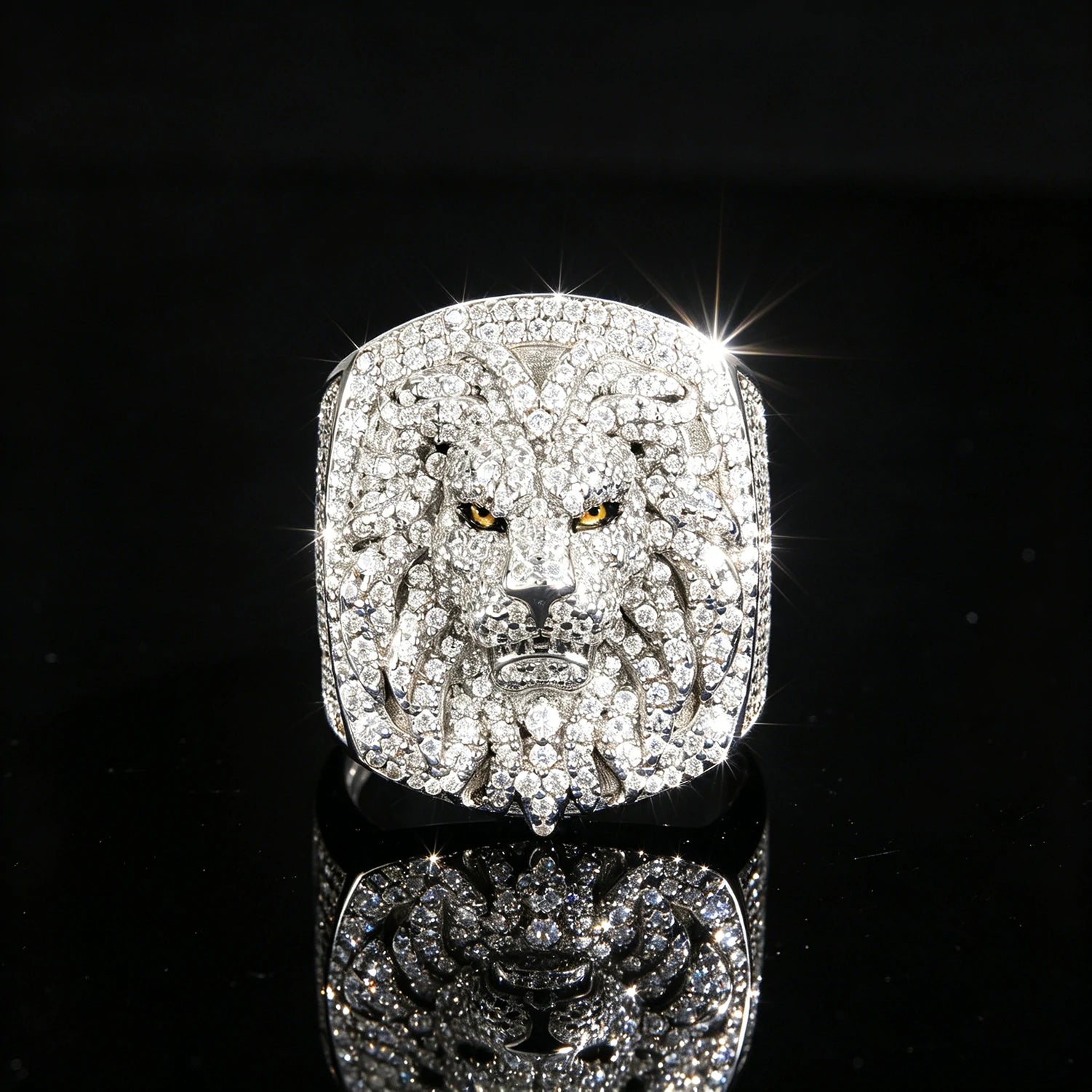 S925 Moissanite Lion Face Ring