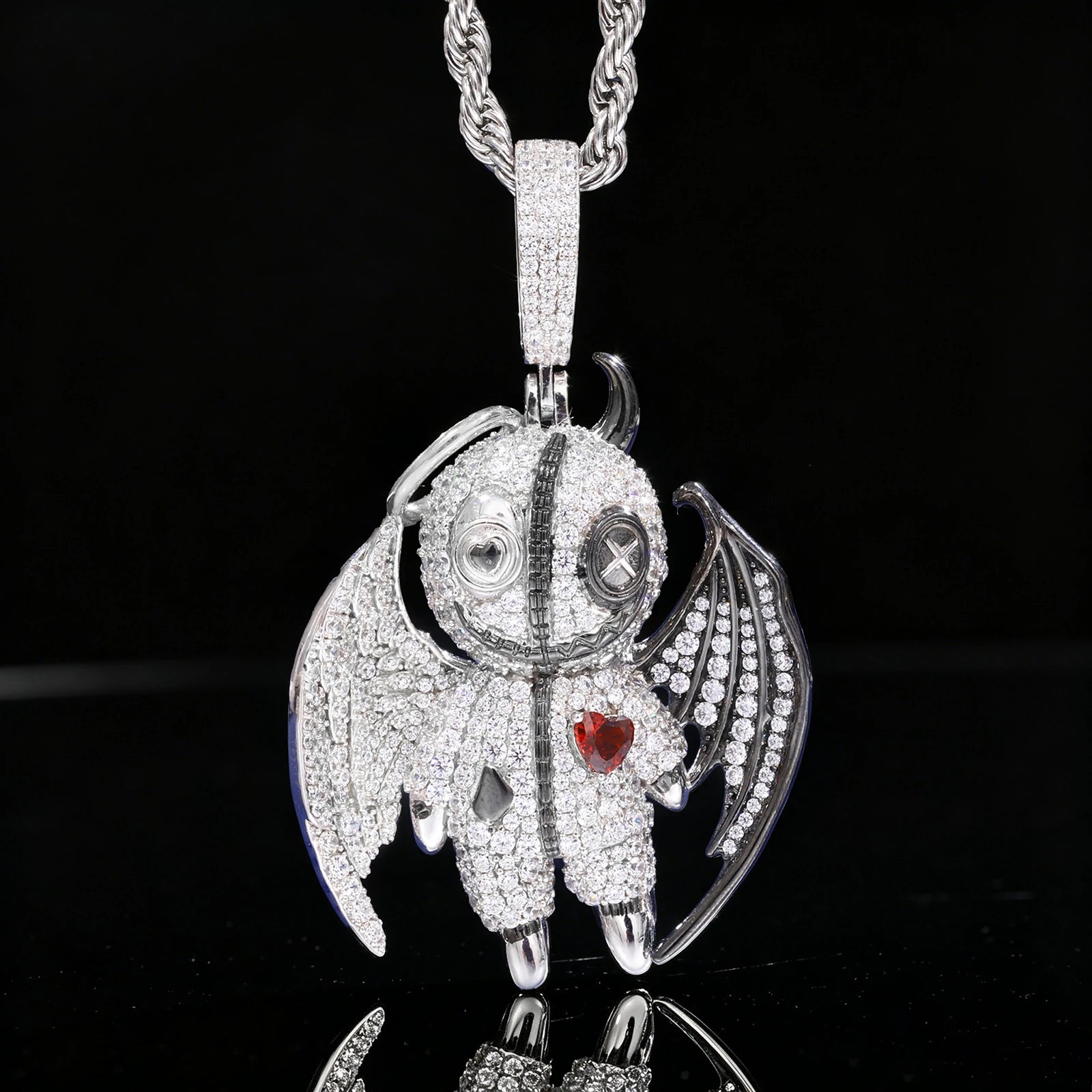 S925 Moissanite Angels and Demons Pendant
