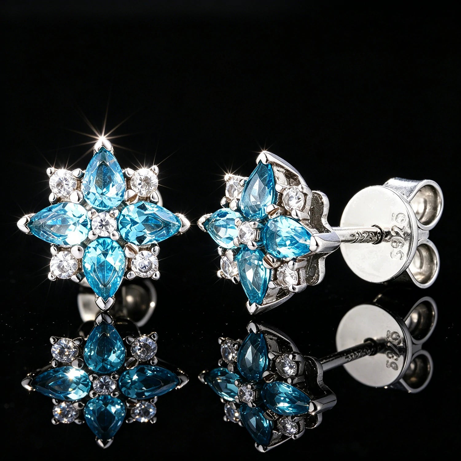 S925 Moissanite Lucky Star Clover Stud Earrings