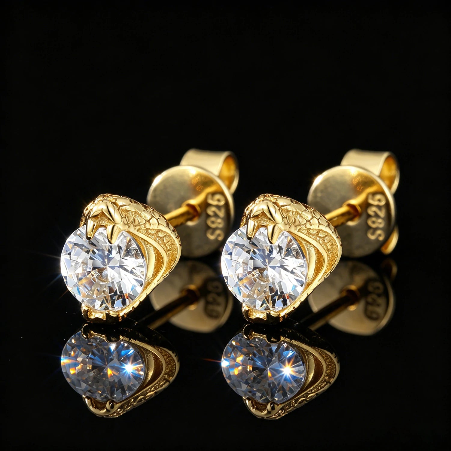 S925 Moissanite Cobra Solitaire Stud Earrings