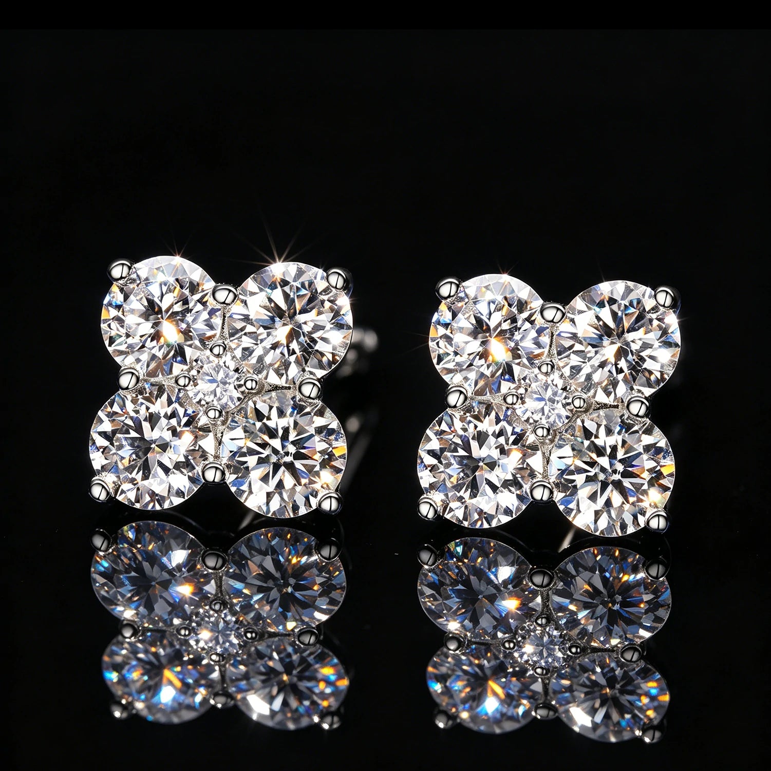 2.47CT S925 Moissanite Four Leaf Clover Stud Earrings