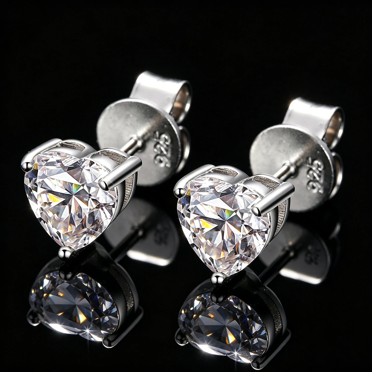 Heart Cut Moissanite Solitaire Stud Earrings