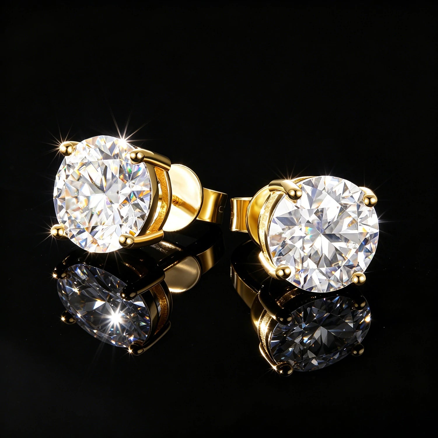 Boucles d'oreilles à tige rondes à vis 0,2 ct-10 ct