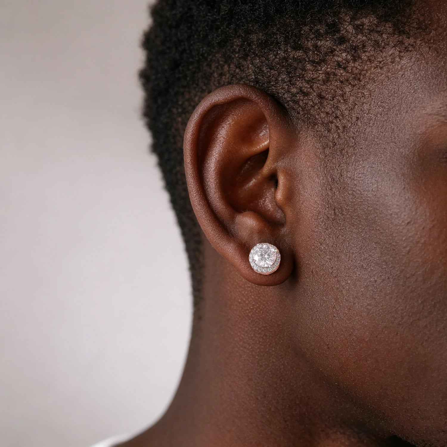 Boucles d'oreilles halo Moissanite S925