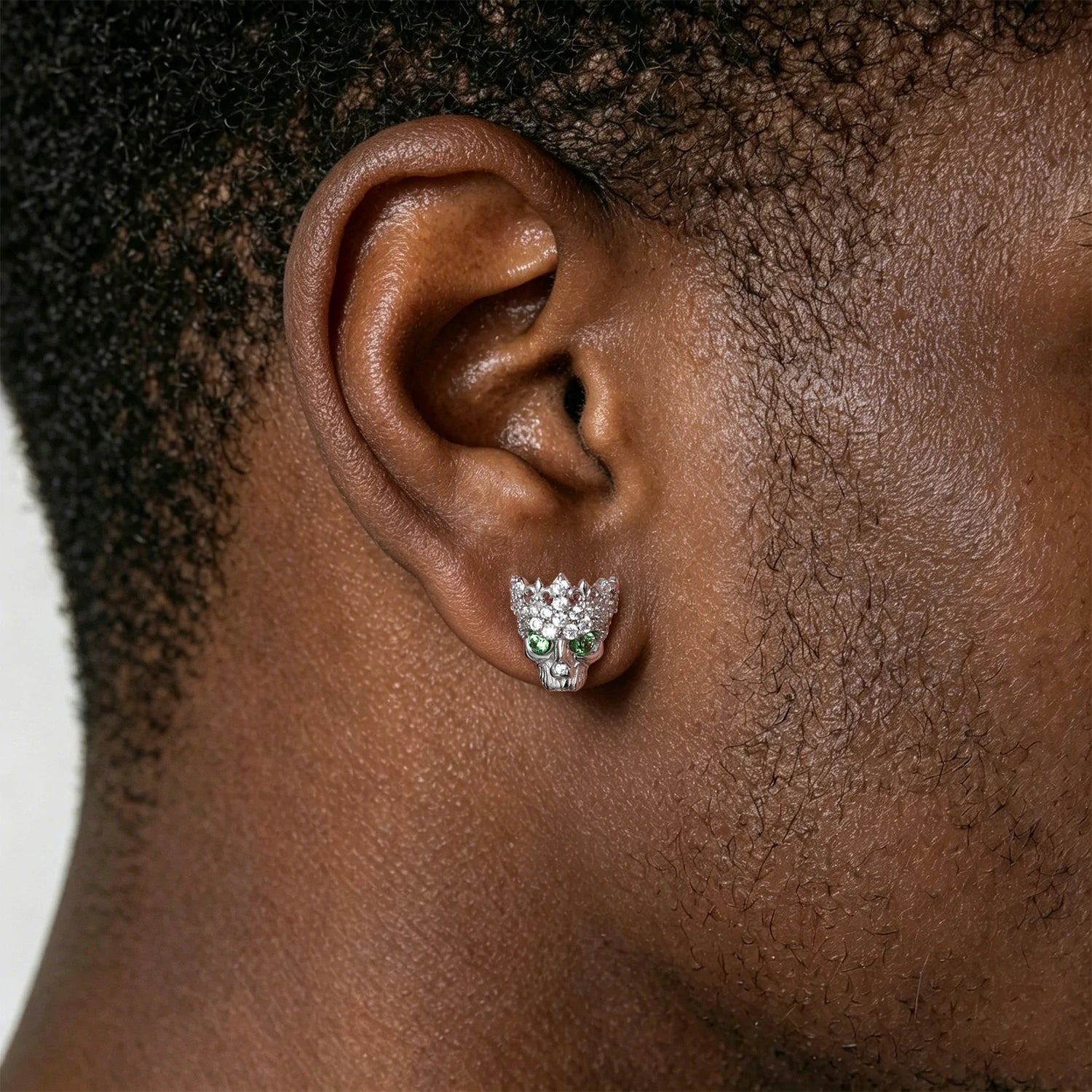 S925 Moissanite Chrome Hearts Crown Skull Stud Earrings