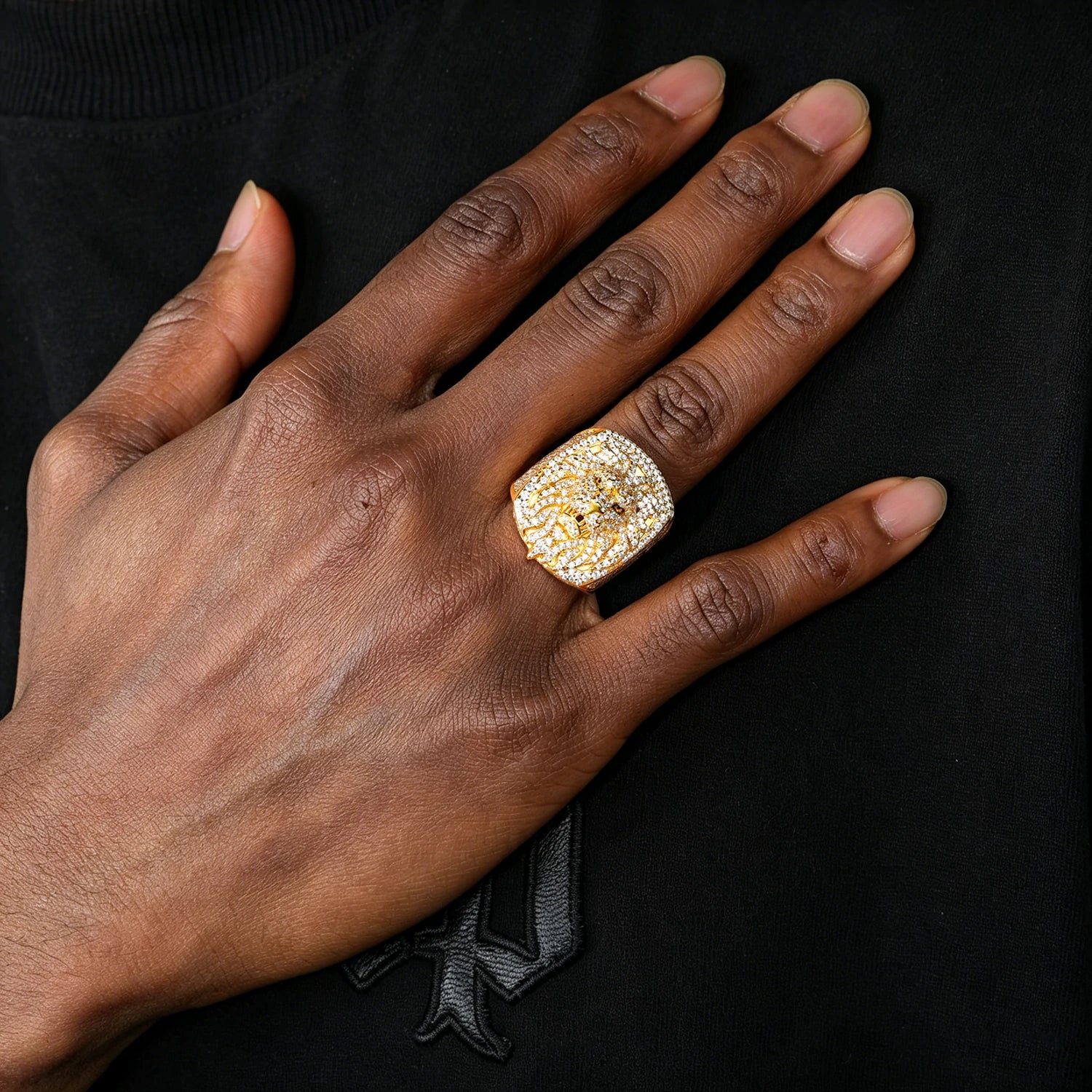S925 Moissanite Lion Face Ring
