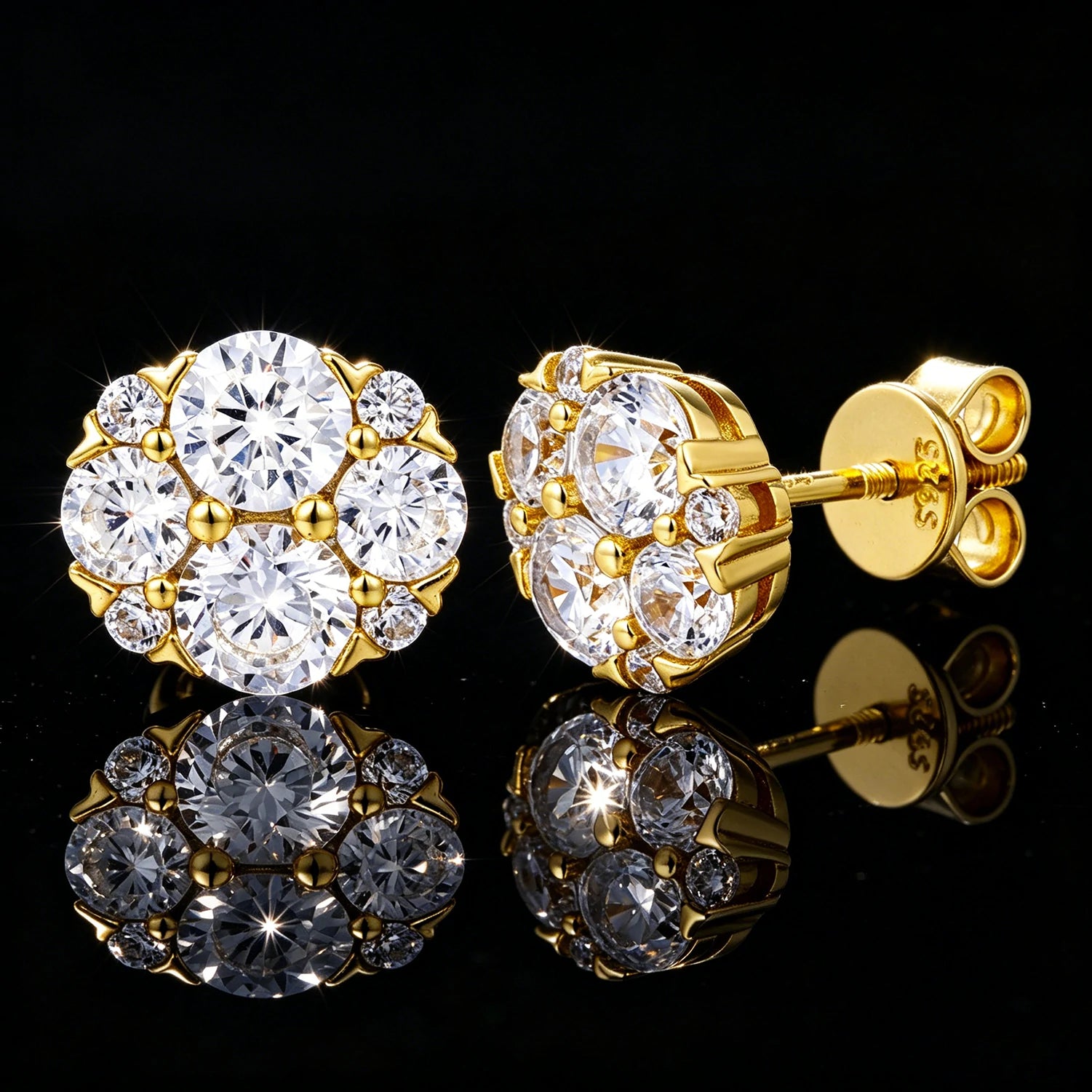 S925 Moissanite Radiance Flower Stud Earrings