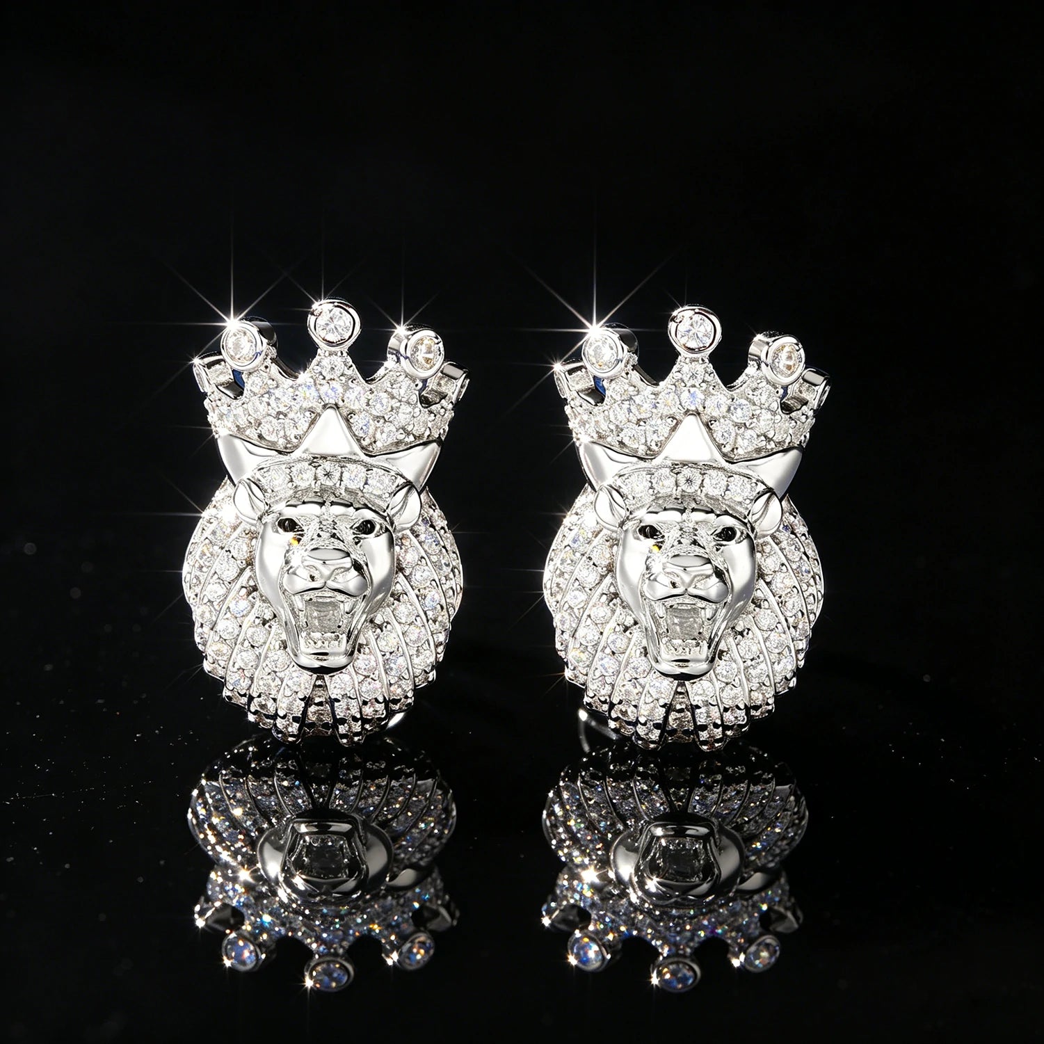 S925 Moissanite The Lion King Stud Earrings