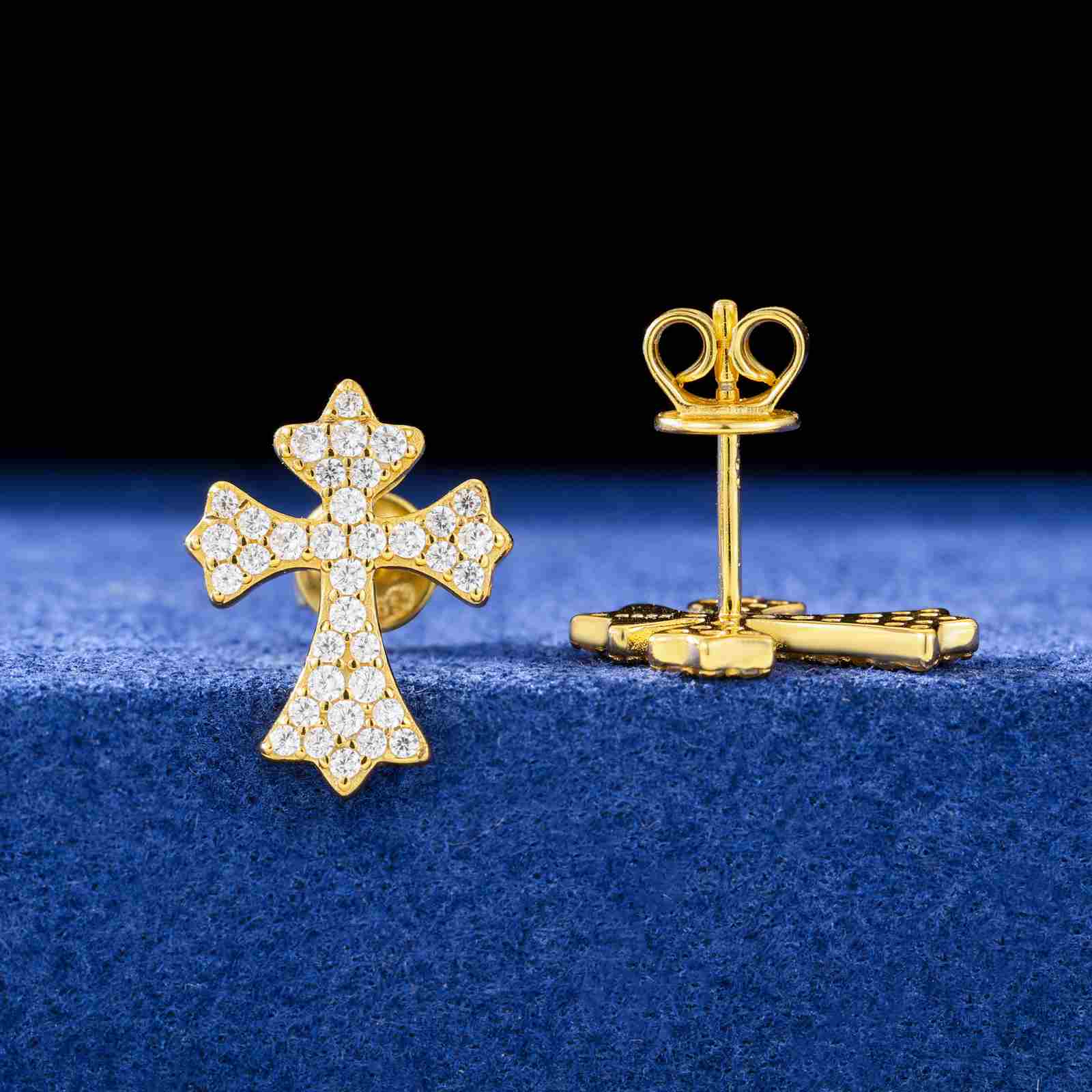 white gold cross earrings