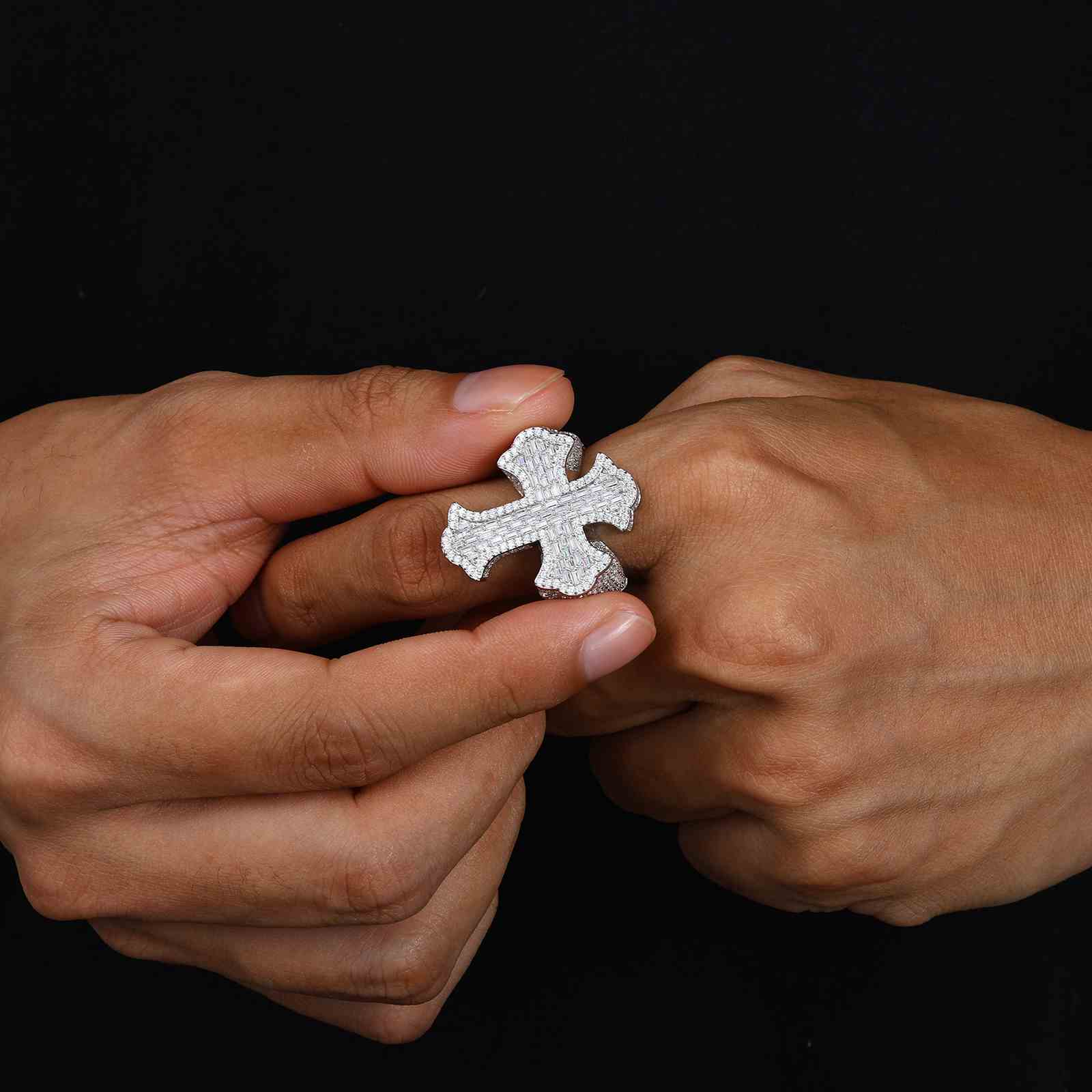 white gold cross ring