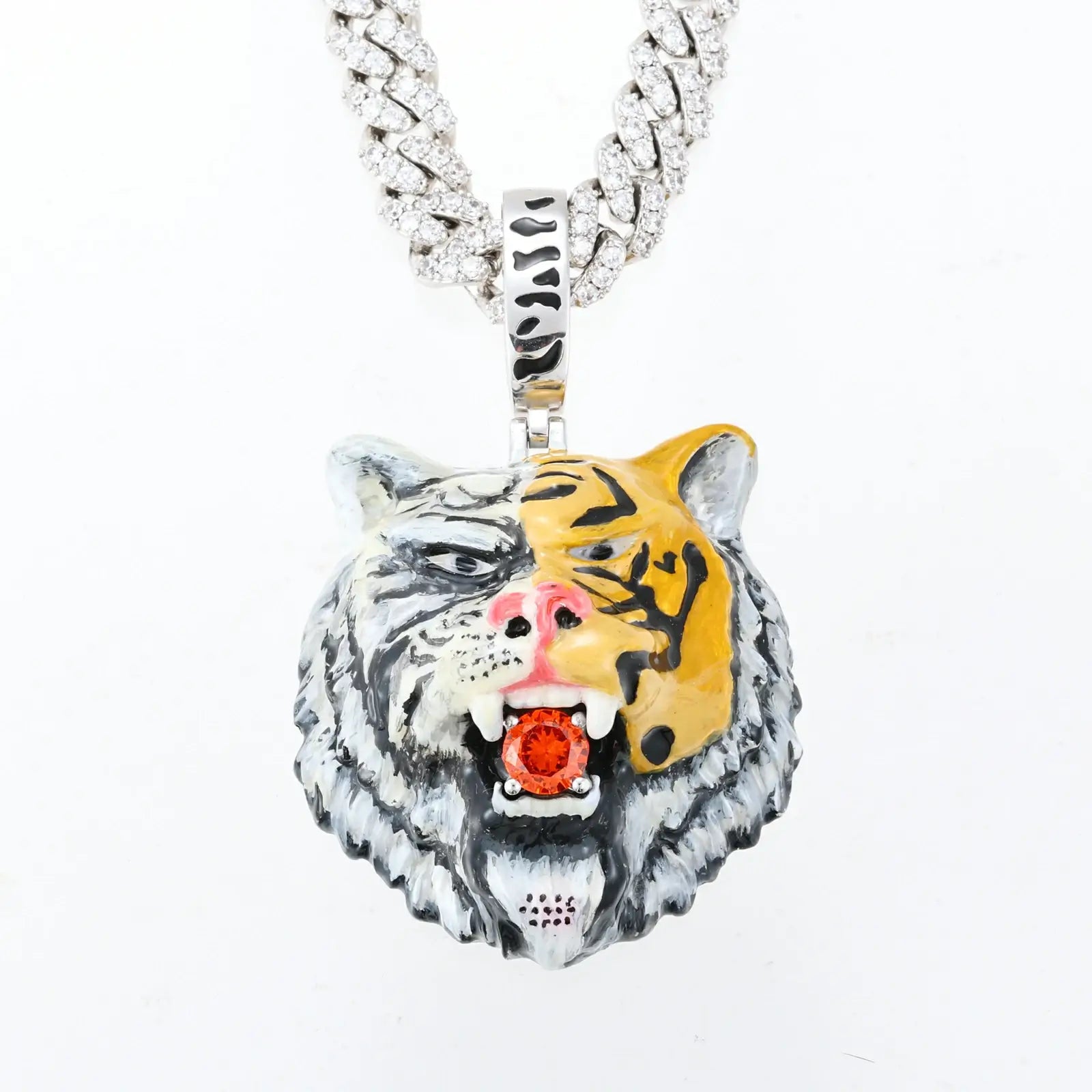 Ucciyo tiger pendant isolated - dual-tone enamel plating under studio lights | GRA-certified street luxury